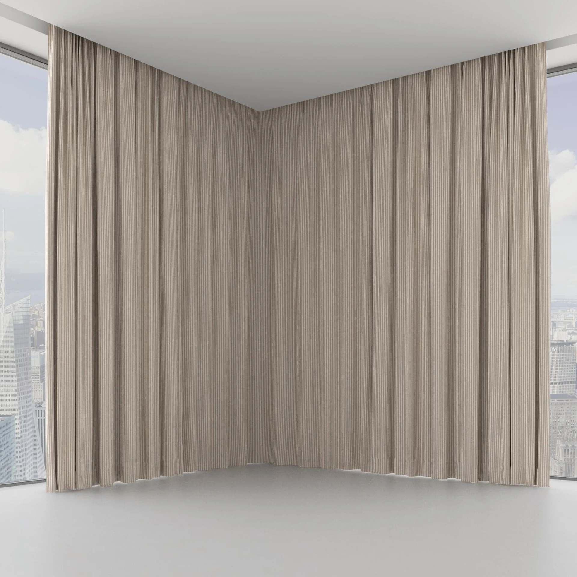Front view of Embrace Taupe, on hidden rail