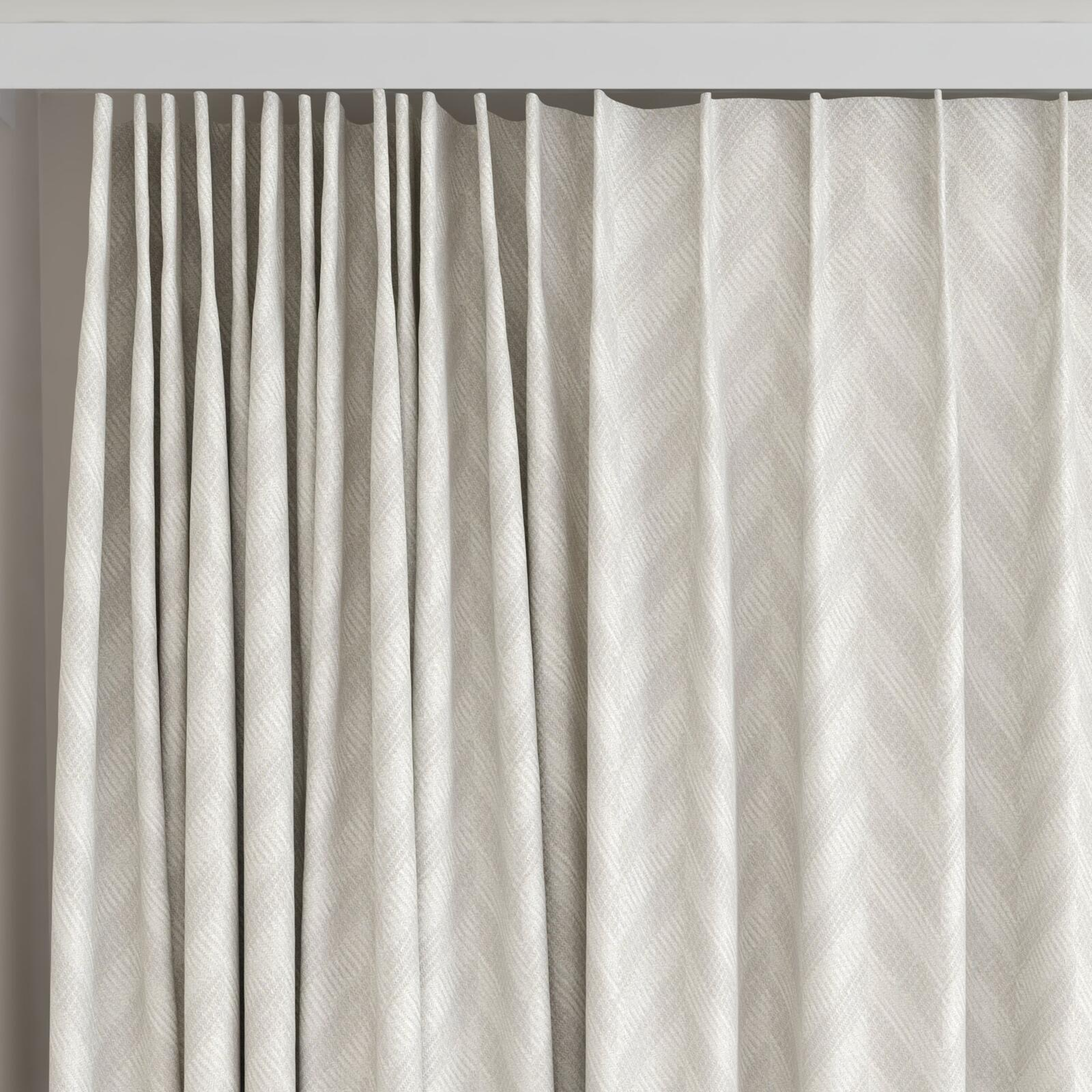 Top view of Lupine Swan, on curtain rail