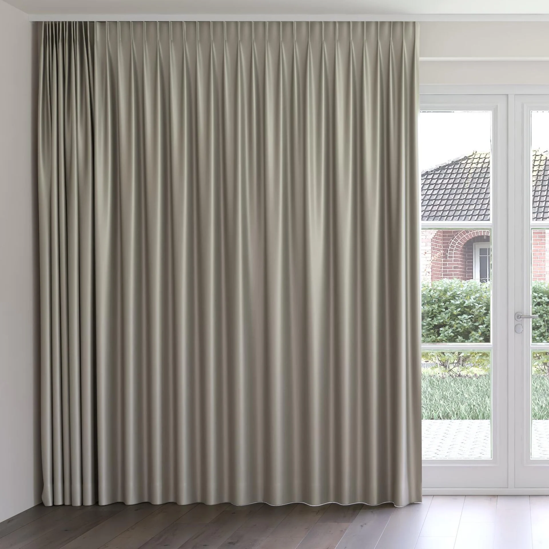Front view of Sleek Castor, on curtain rail
