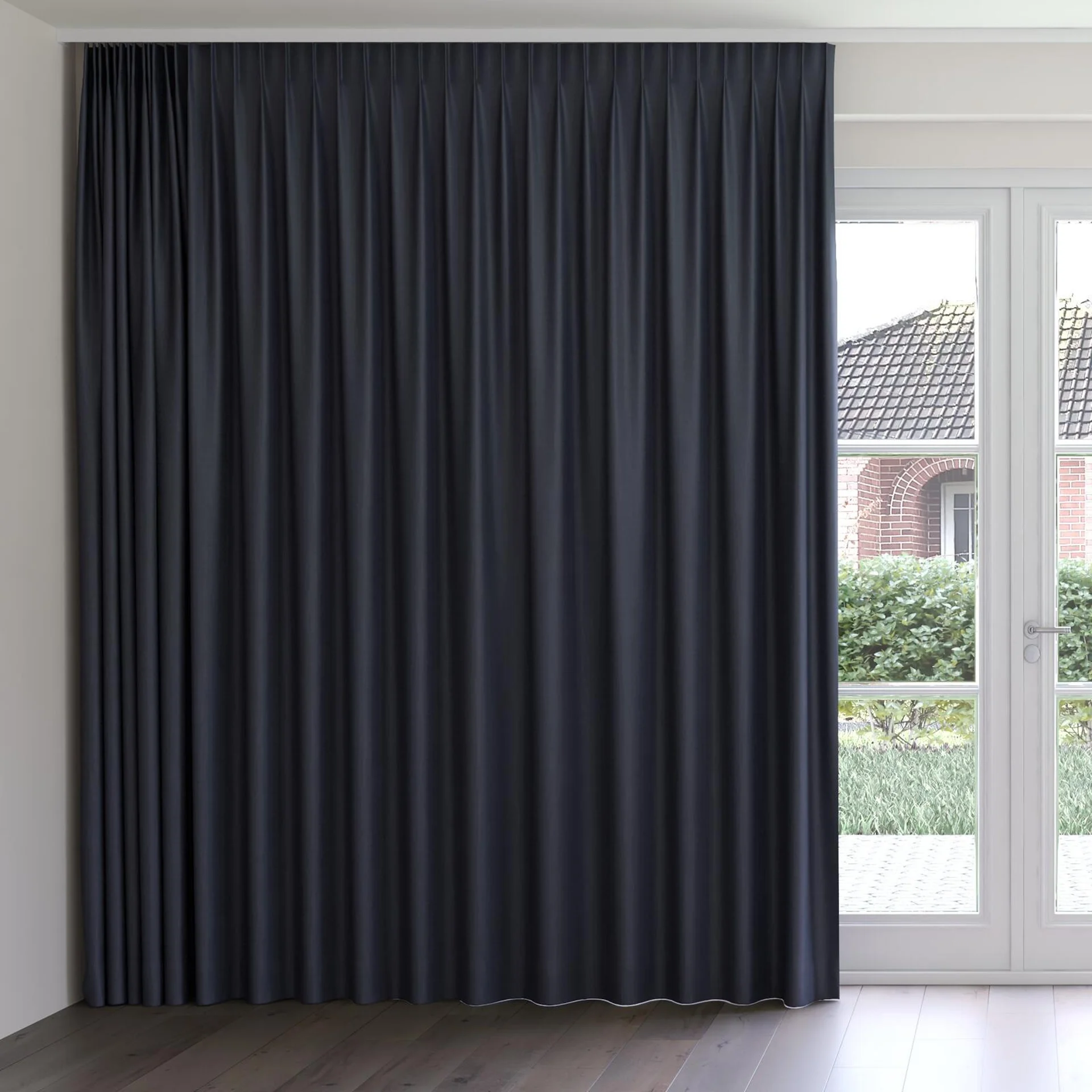 Front view of Celestial Ebony, on curtain rail