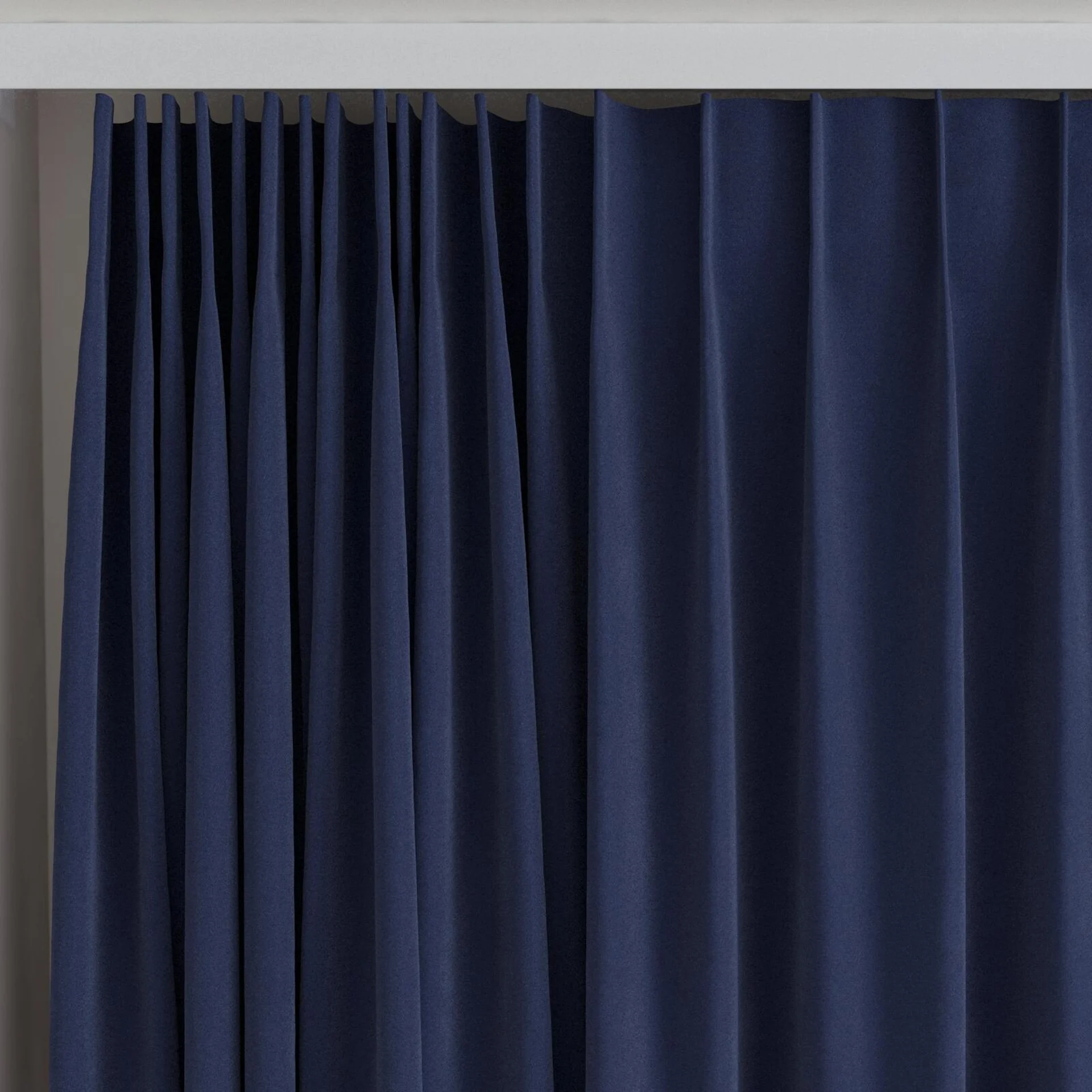 Top view of Verbier Navy, on curtain rail