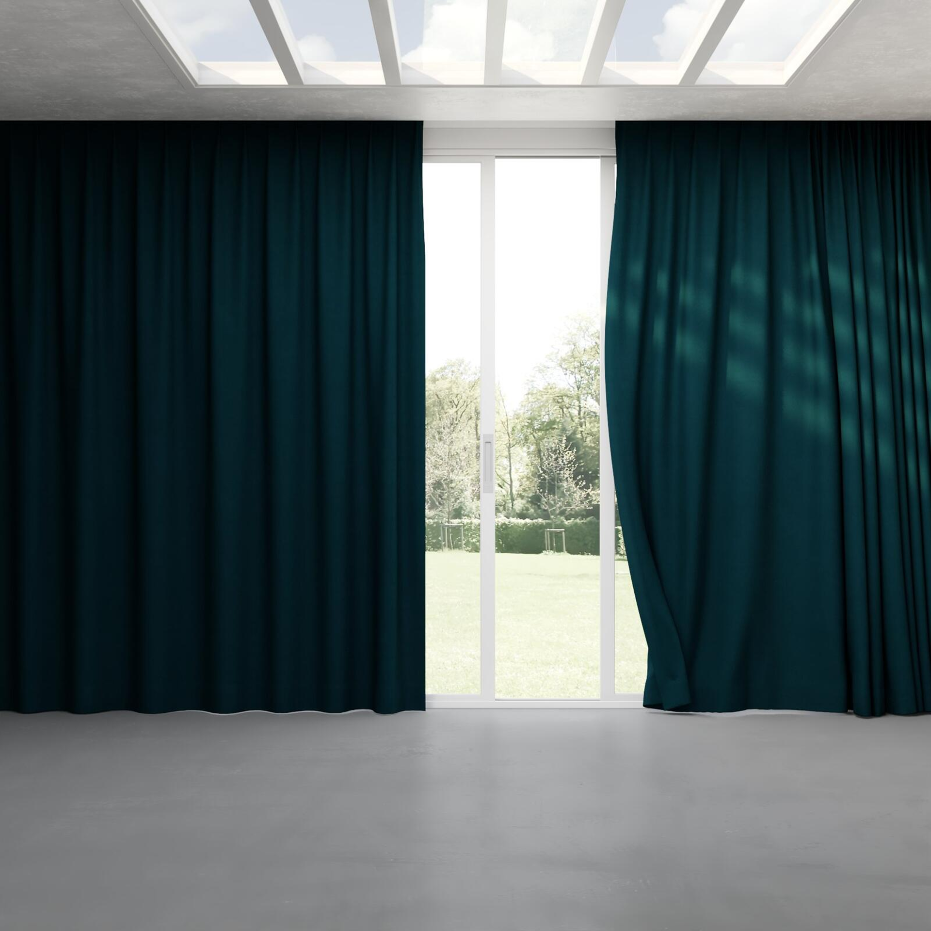 Full view of Lech Teal, pinch pleat