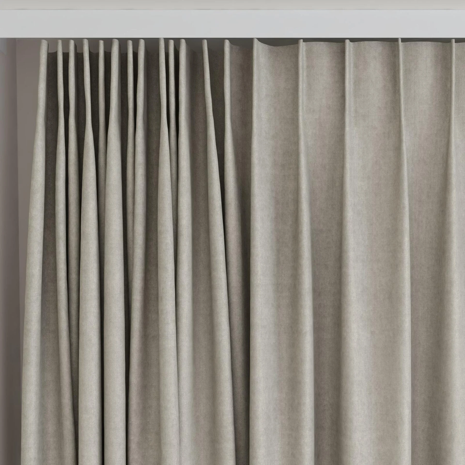 Top view of Monterey Flint, on curtain rail
