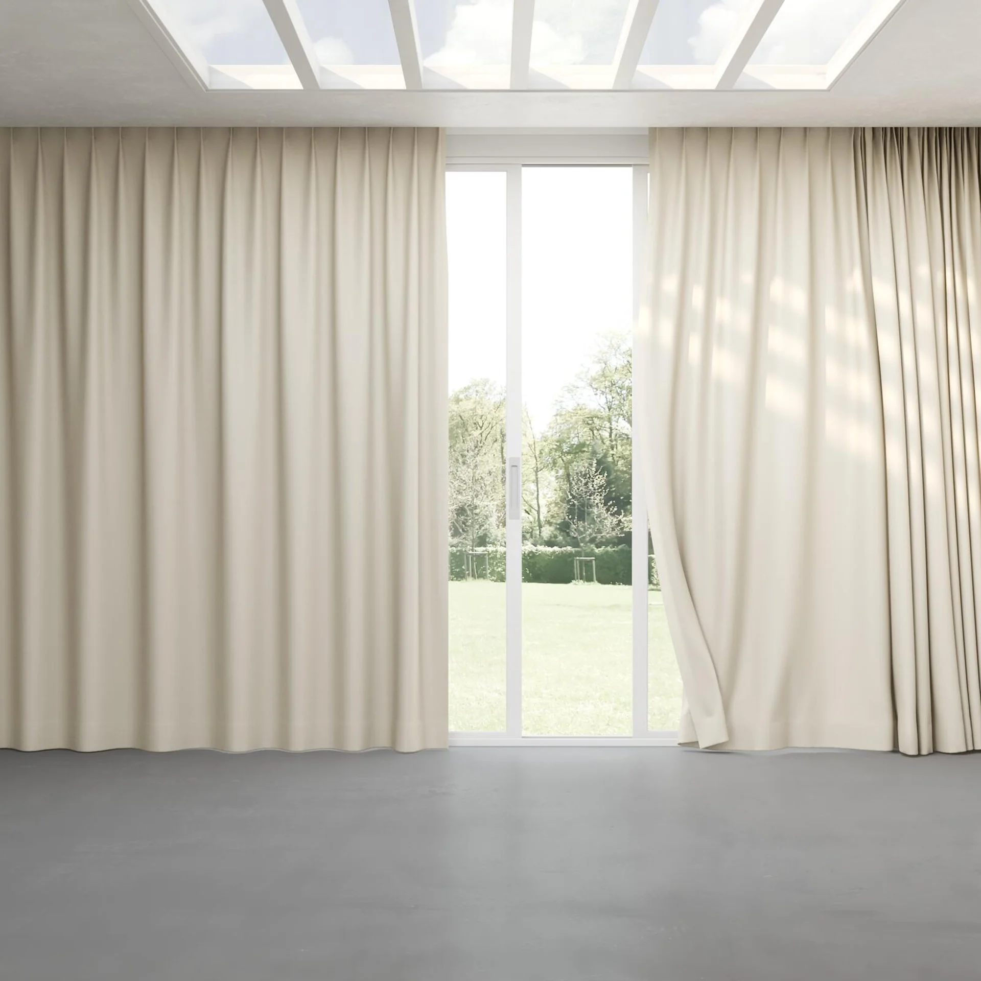 Full view of Trailblazer Cream, pinch pleat