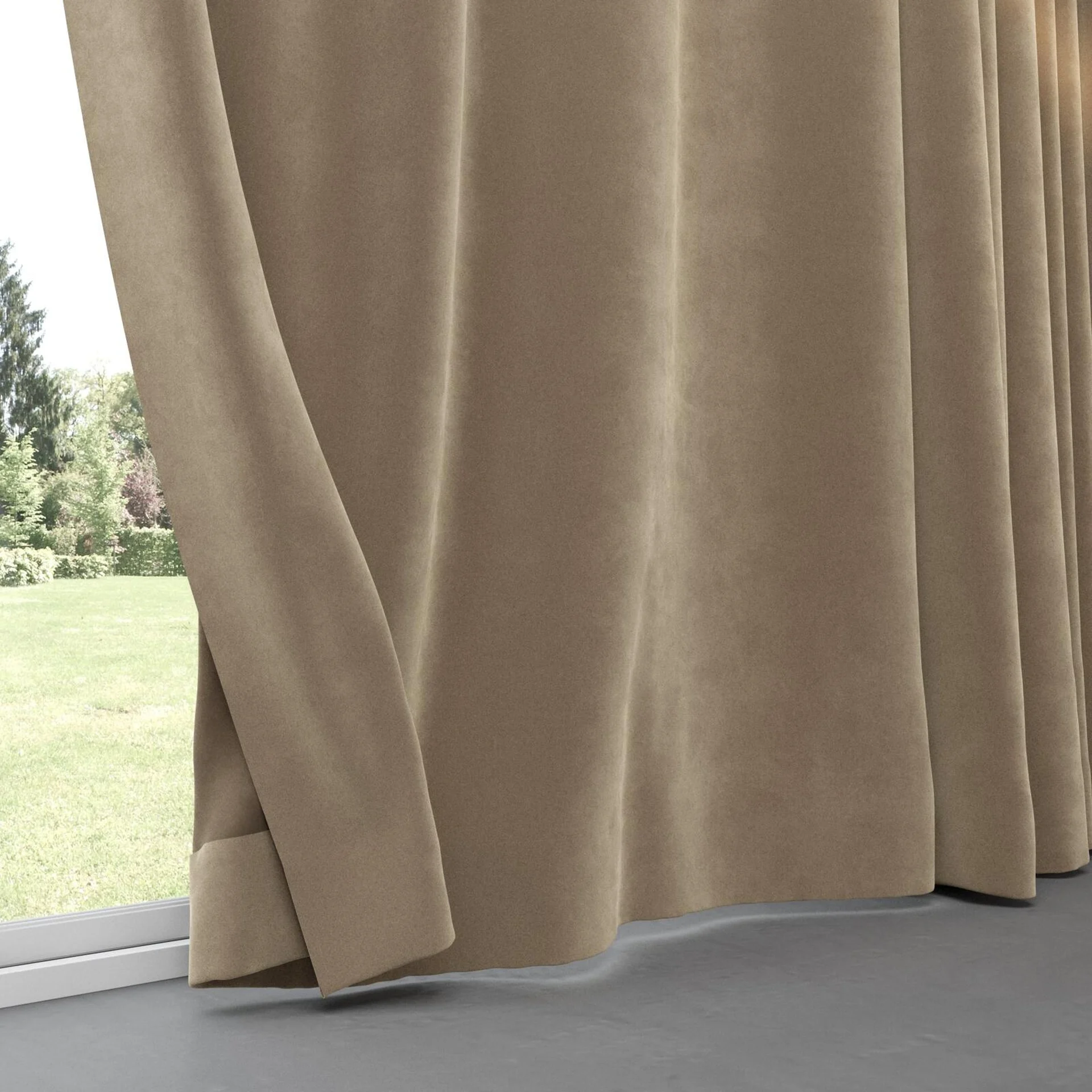 Bottom view of Vienna Taupe, pinch pleat