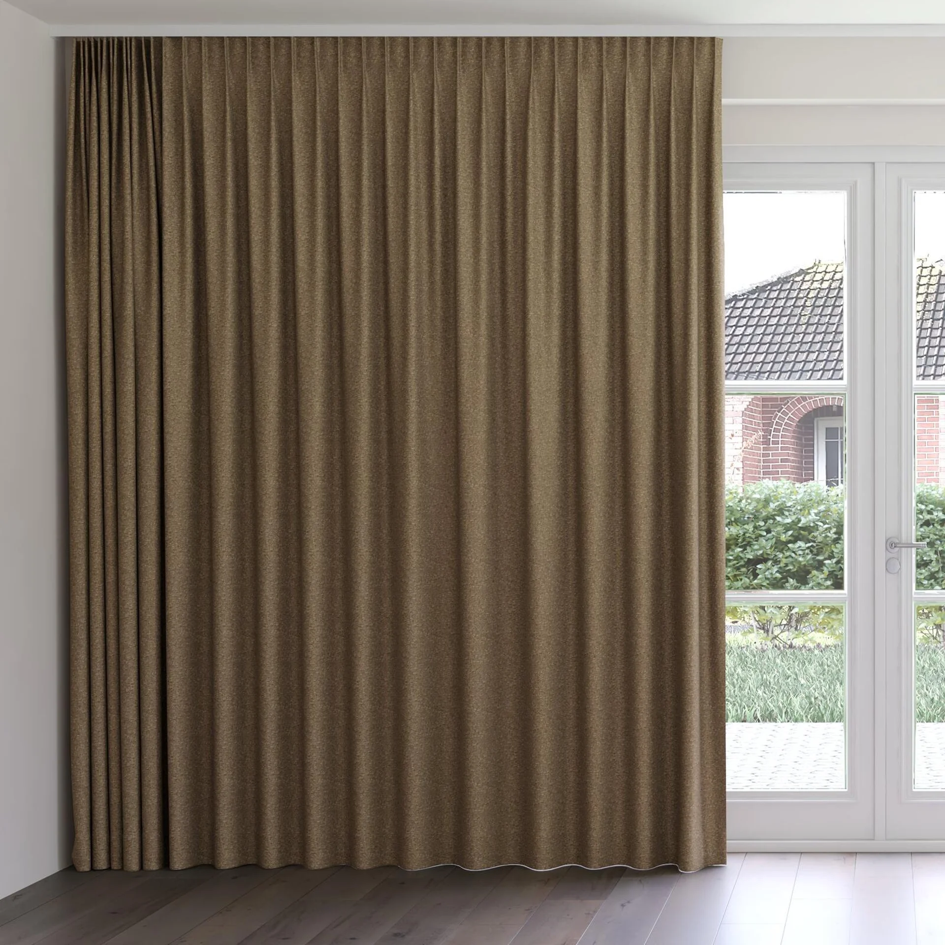 Front view of Bora Bora Bronze, on curtain rail