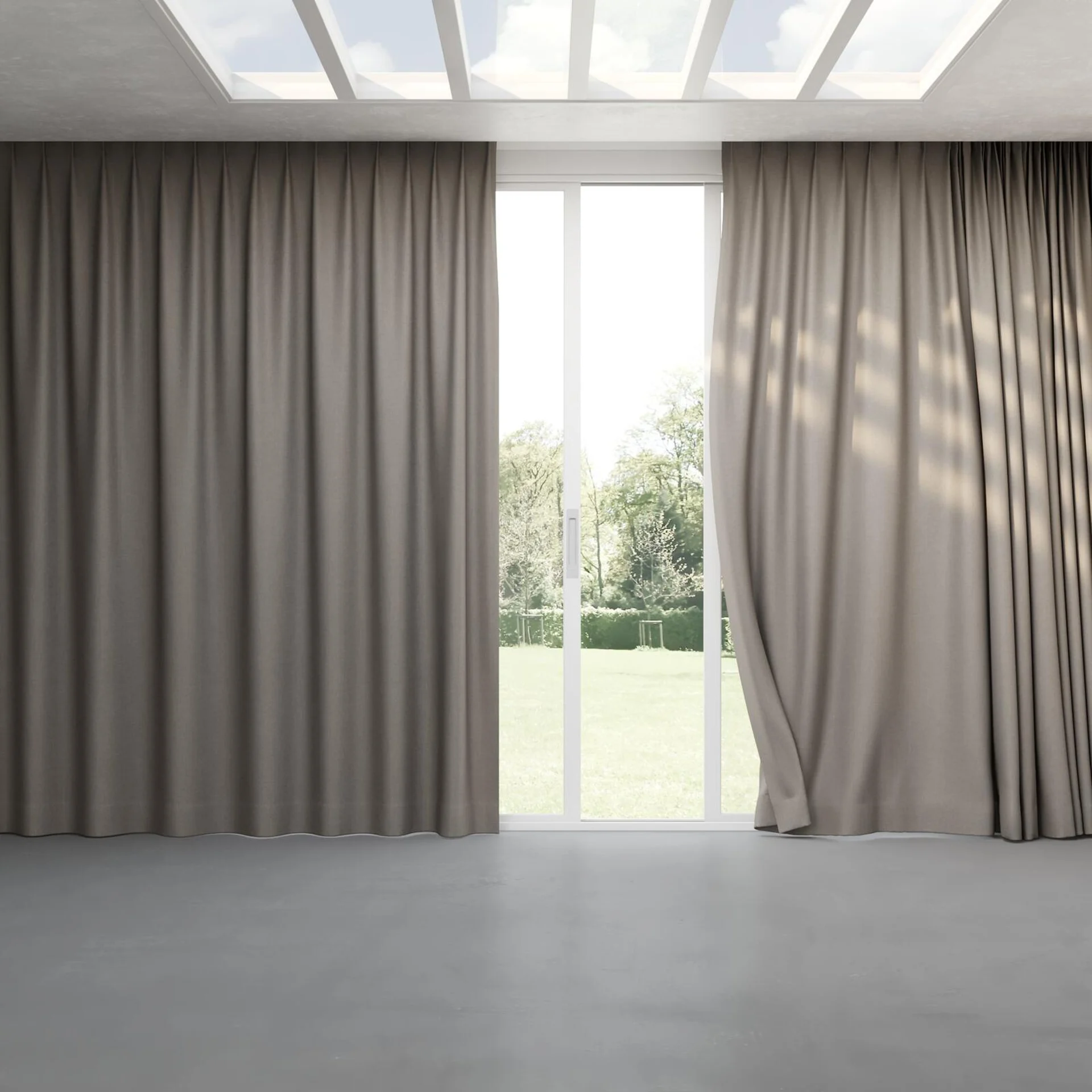 Full view of Cushy Limestone, pinch pleat