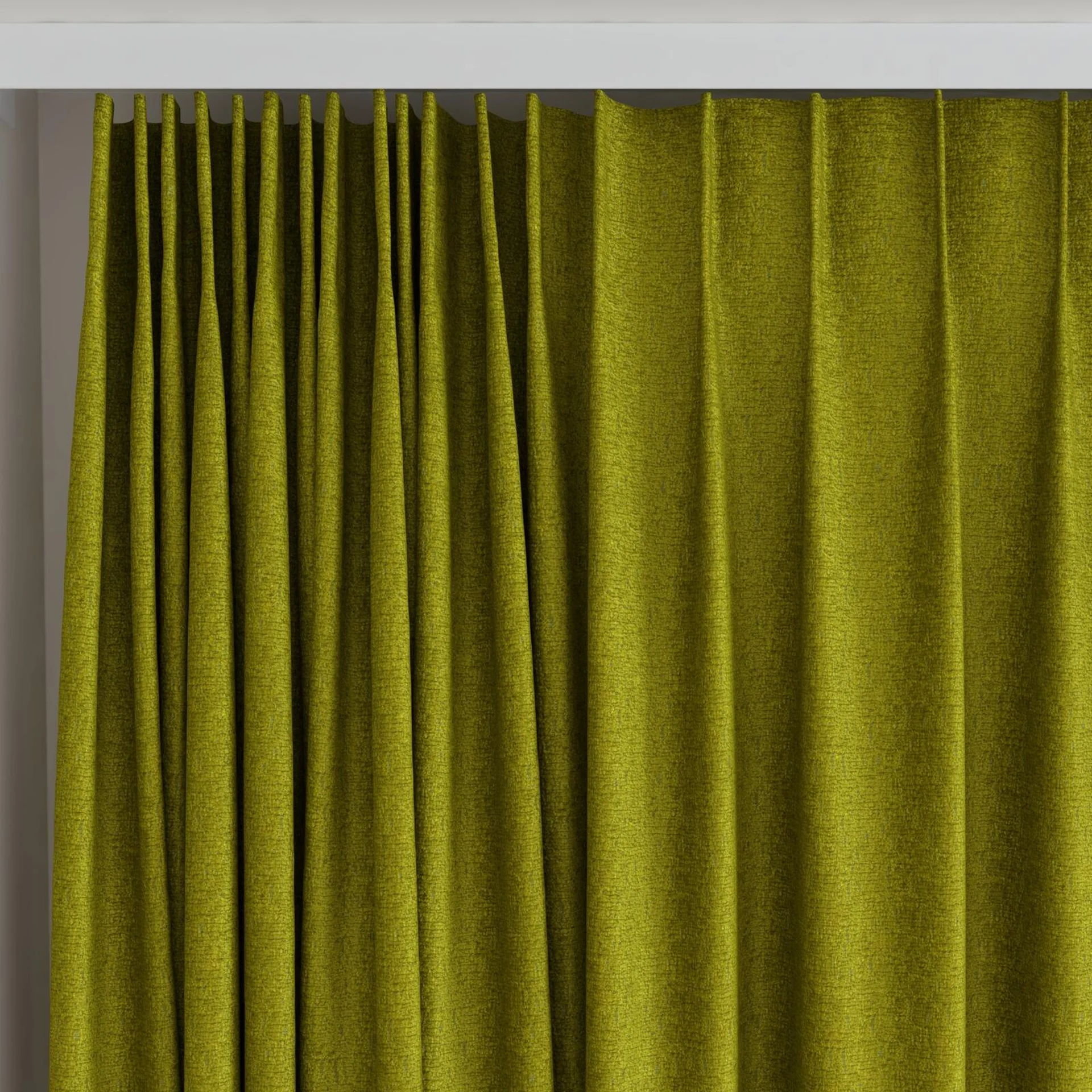 Top view of Monsieur Grass, on curtain rail