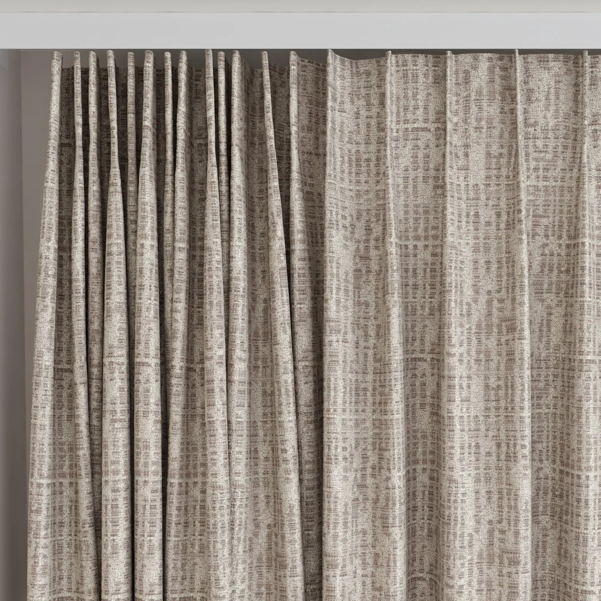 Top view of Unicode Sesame, on curtain rail