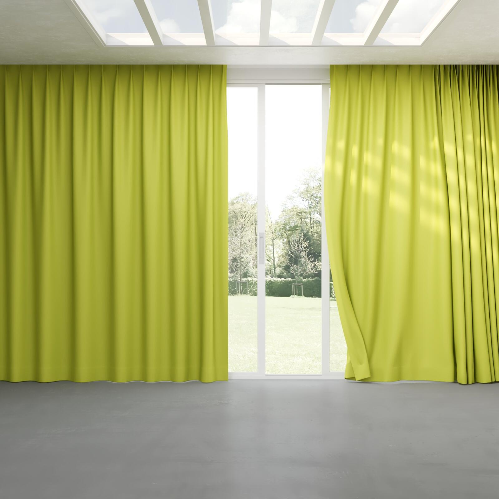 Full view of Ultra Dim Kiwi, pinch pleat