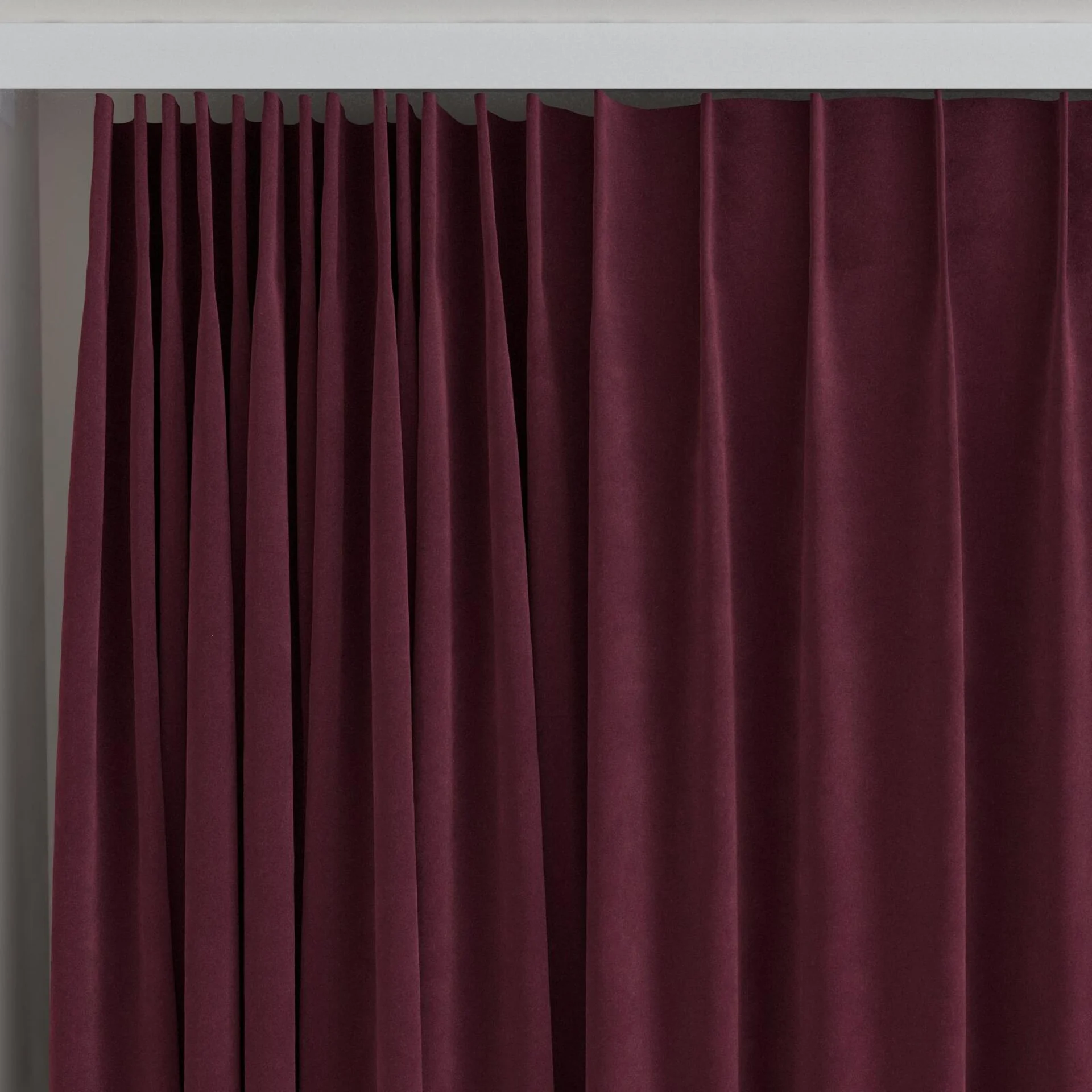 Top view of Lux Velvet Port 8614, on curtain rail