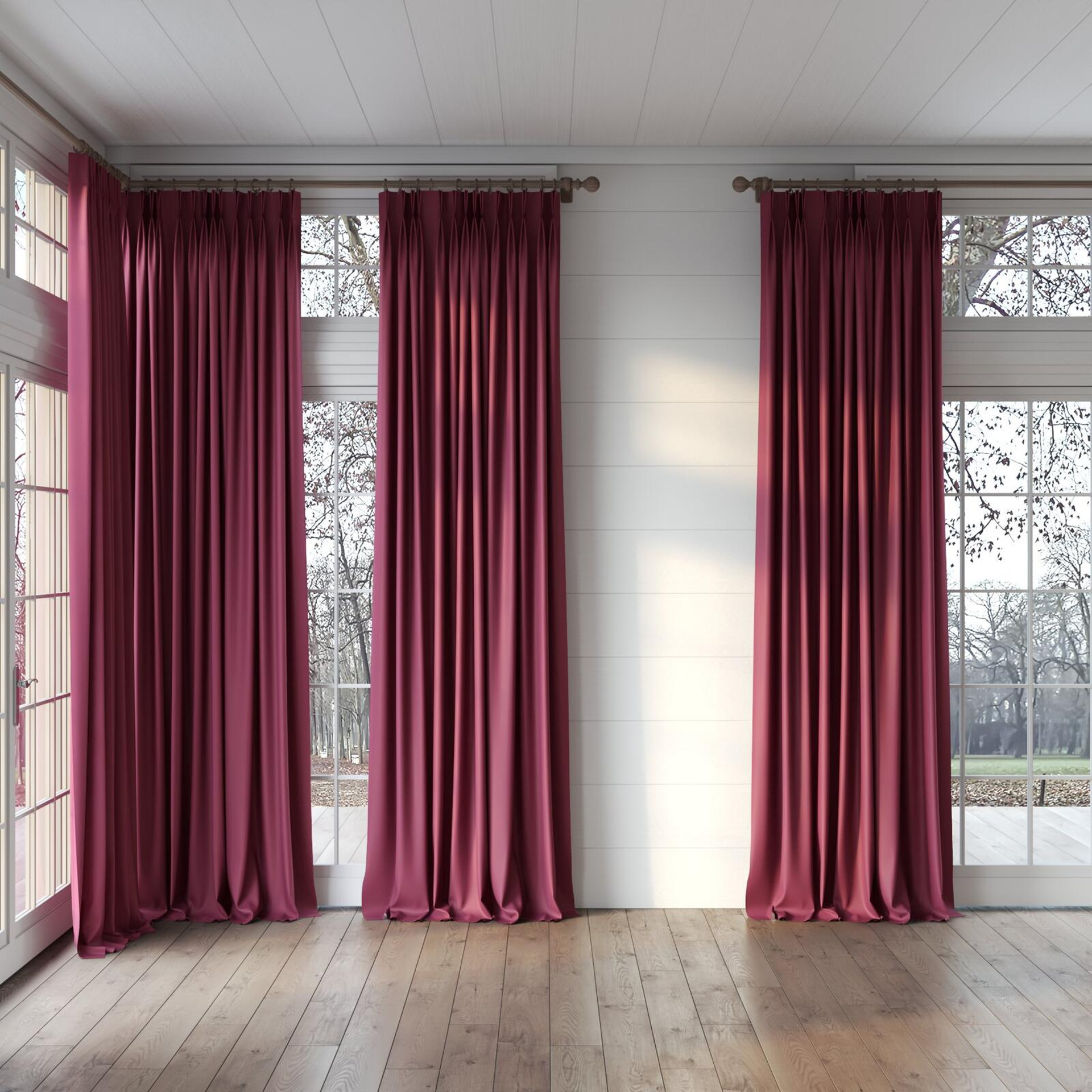 Full view of Ultra Dim Port, puddled, on curtain rod