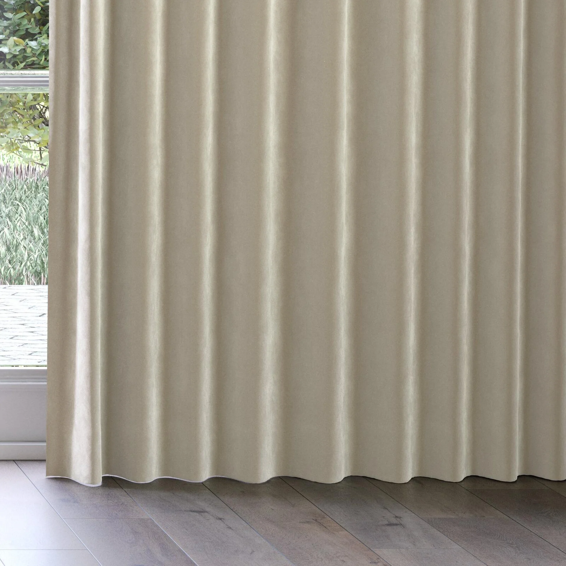 Bottom view of Vienna Suede, on curtain rail