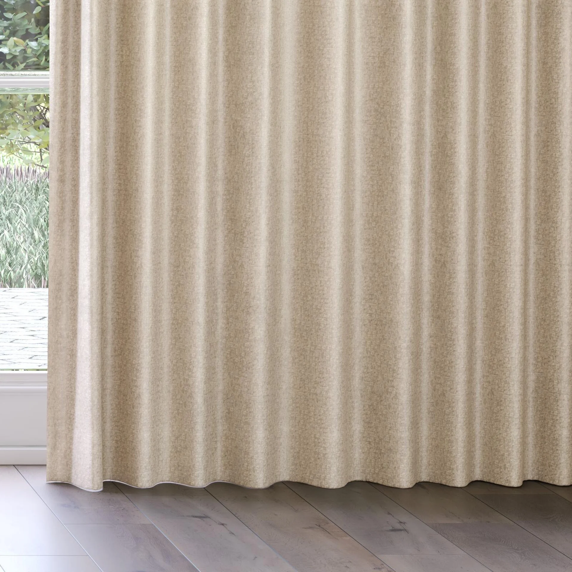 Bottom view of Hug Marzipan, on curtain rail