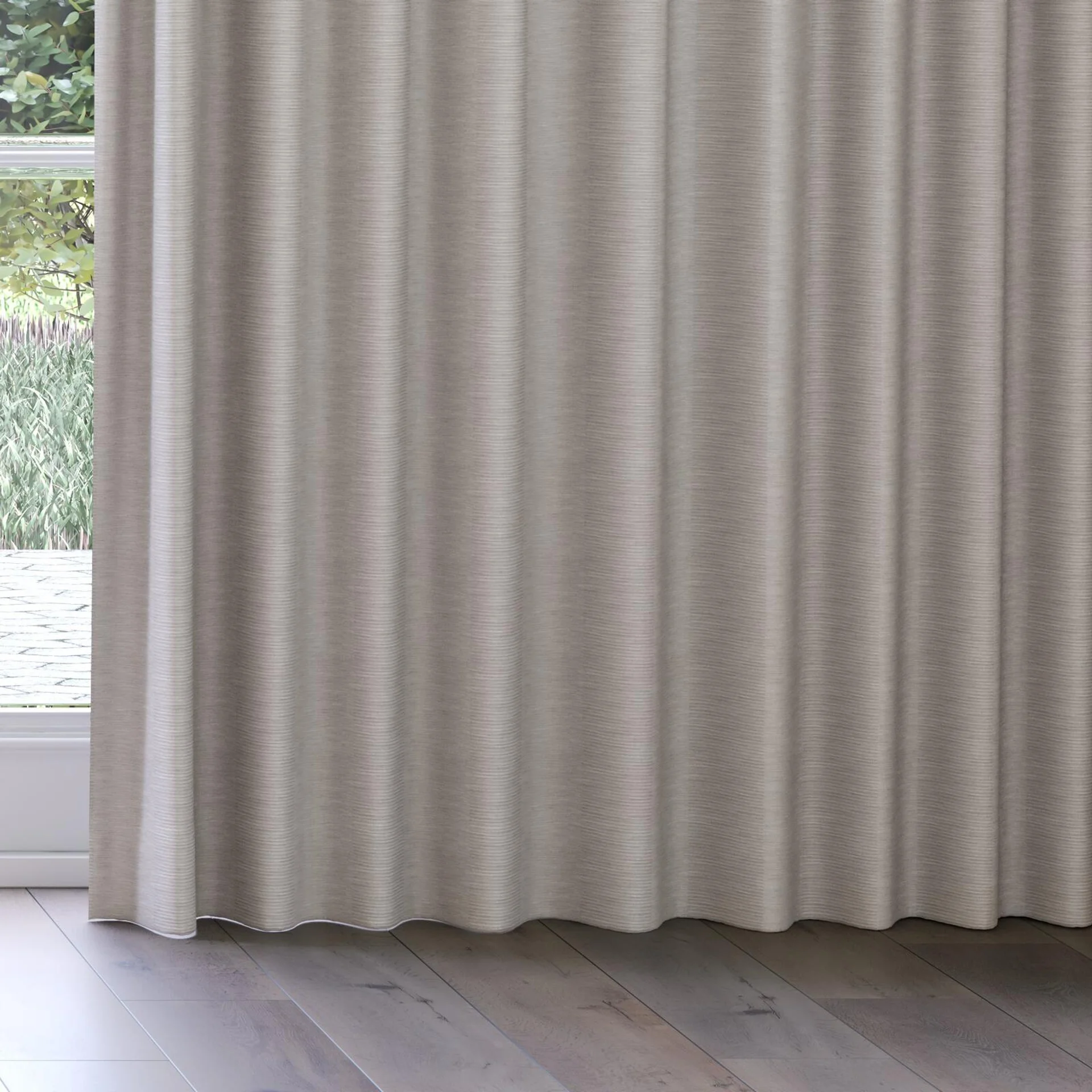 Bottom view of Borneo Uncoated Stone, on curtain rail