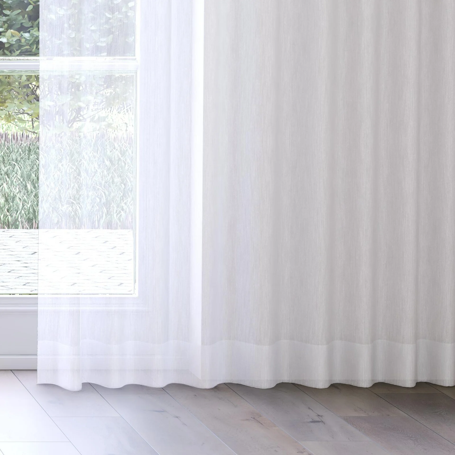 Bottom view of Stratus Chalk, on curtain rail