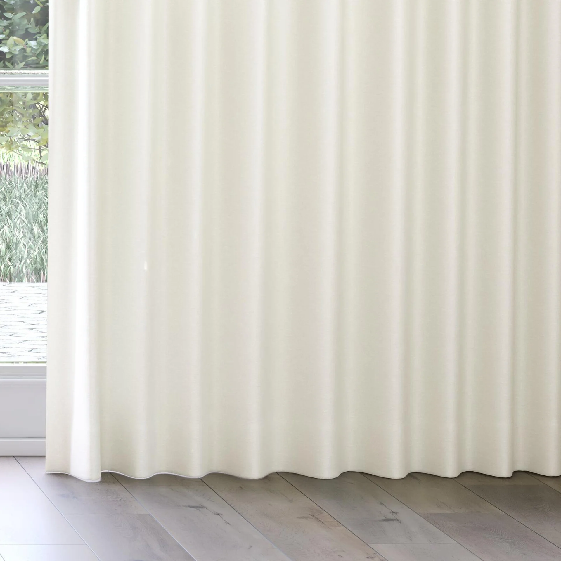 Bottom view of Colourwash Eco Natural, on curtain rail