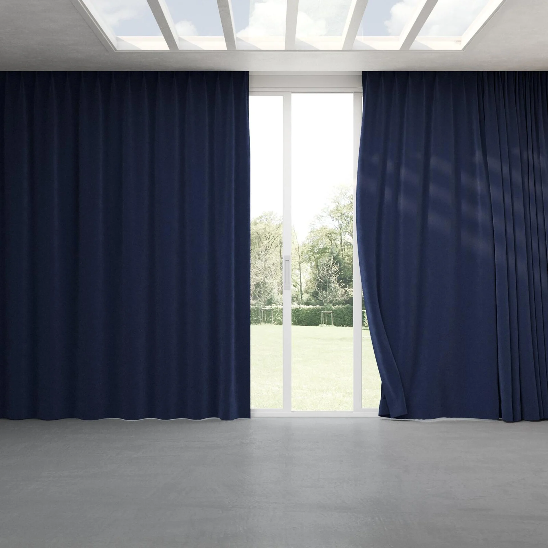 Full view of Lux Velvet Midnight 8818, pinch pleat