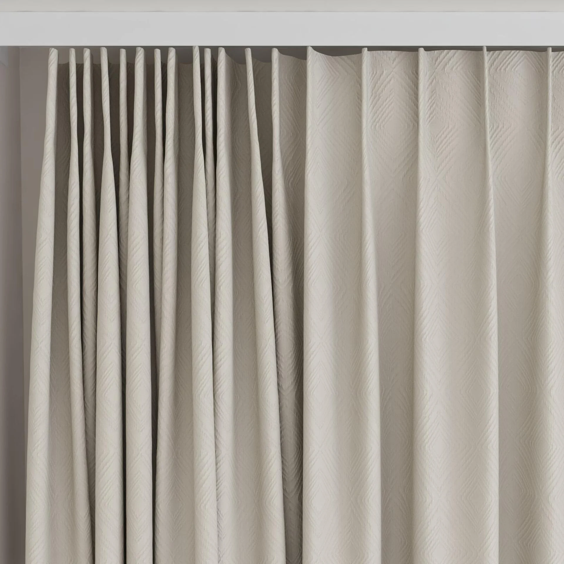 Top view of Senza Linen, on curtain rail