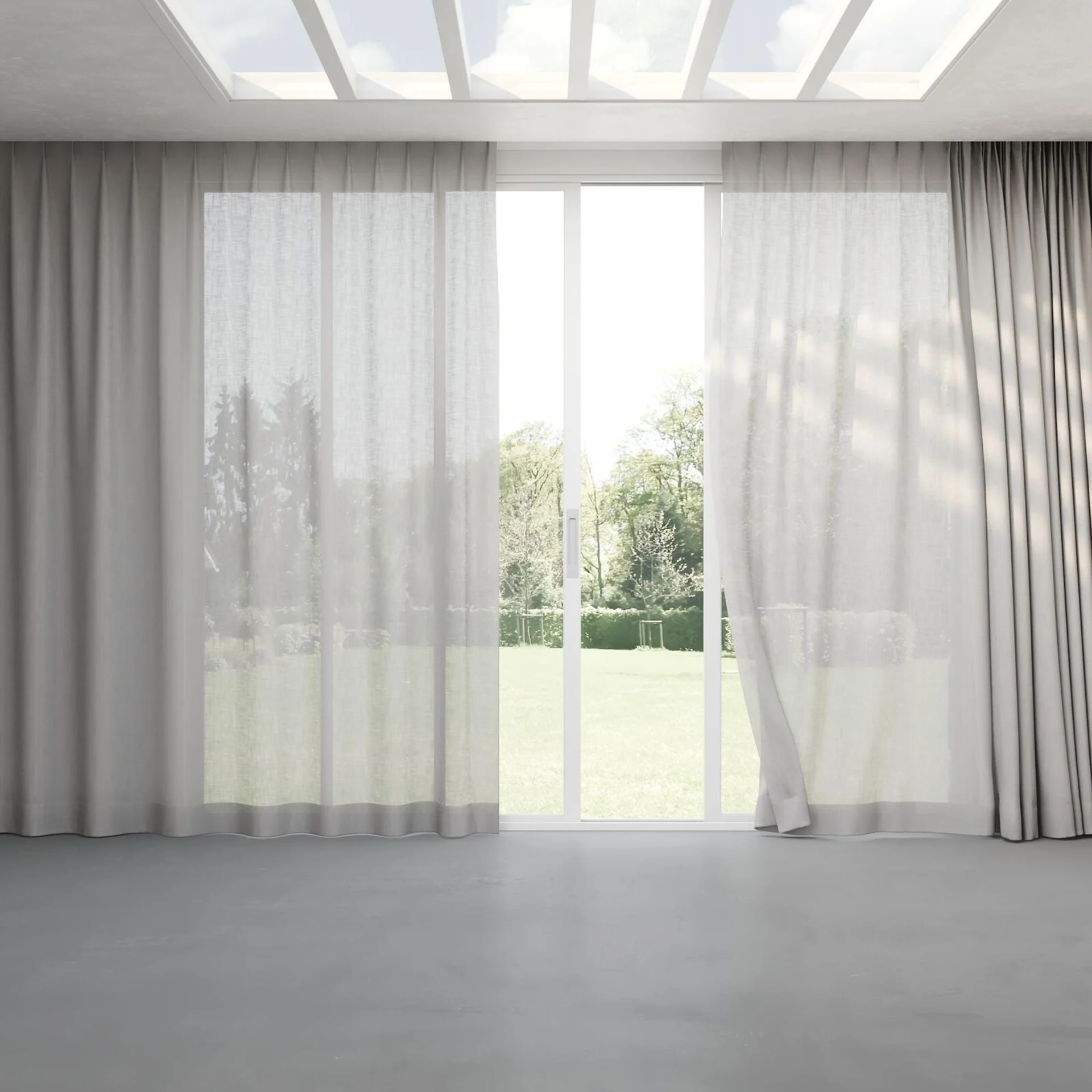 Full view of Release Aluminium, pinch pleat