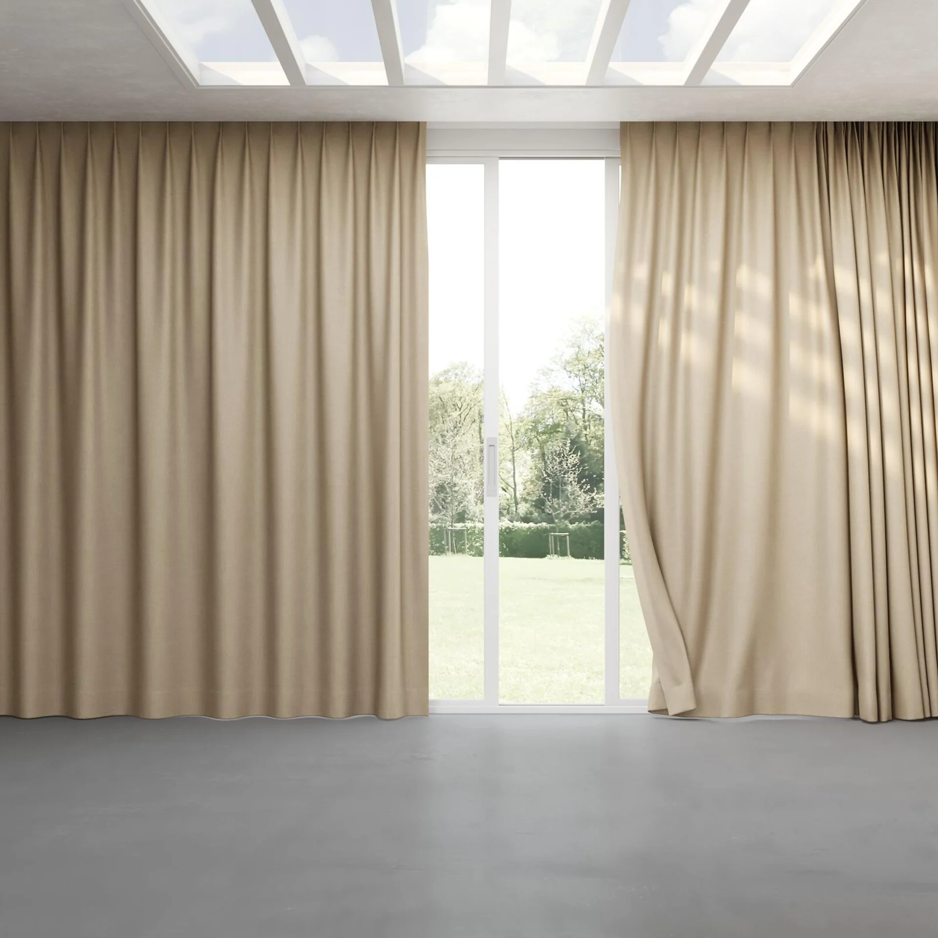 Full view of Frisco Seagrass, pinch pleat