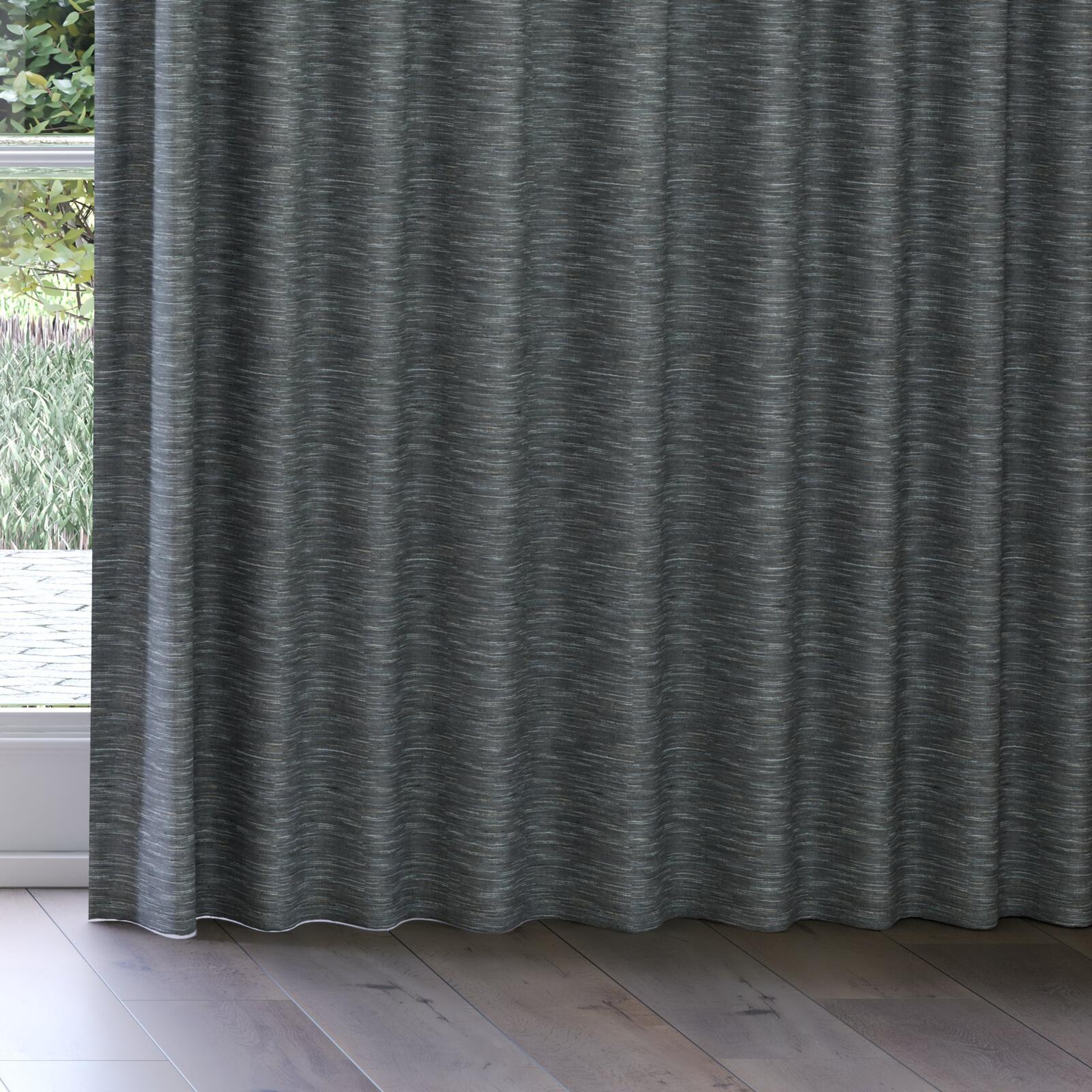Bottom view of Venus Pewter, on curtain rail