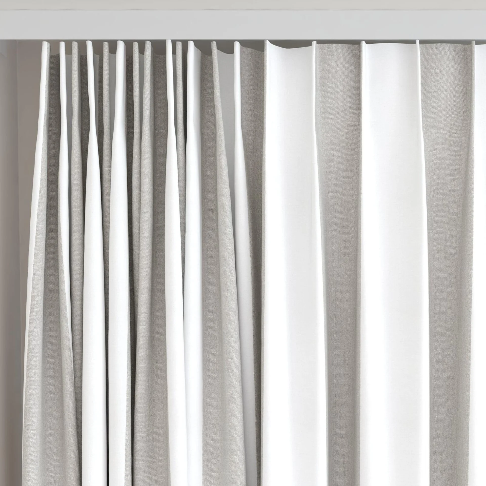 Top view of Chambray Bold Sepia, on curtain rail