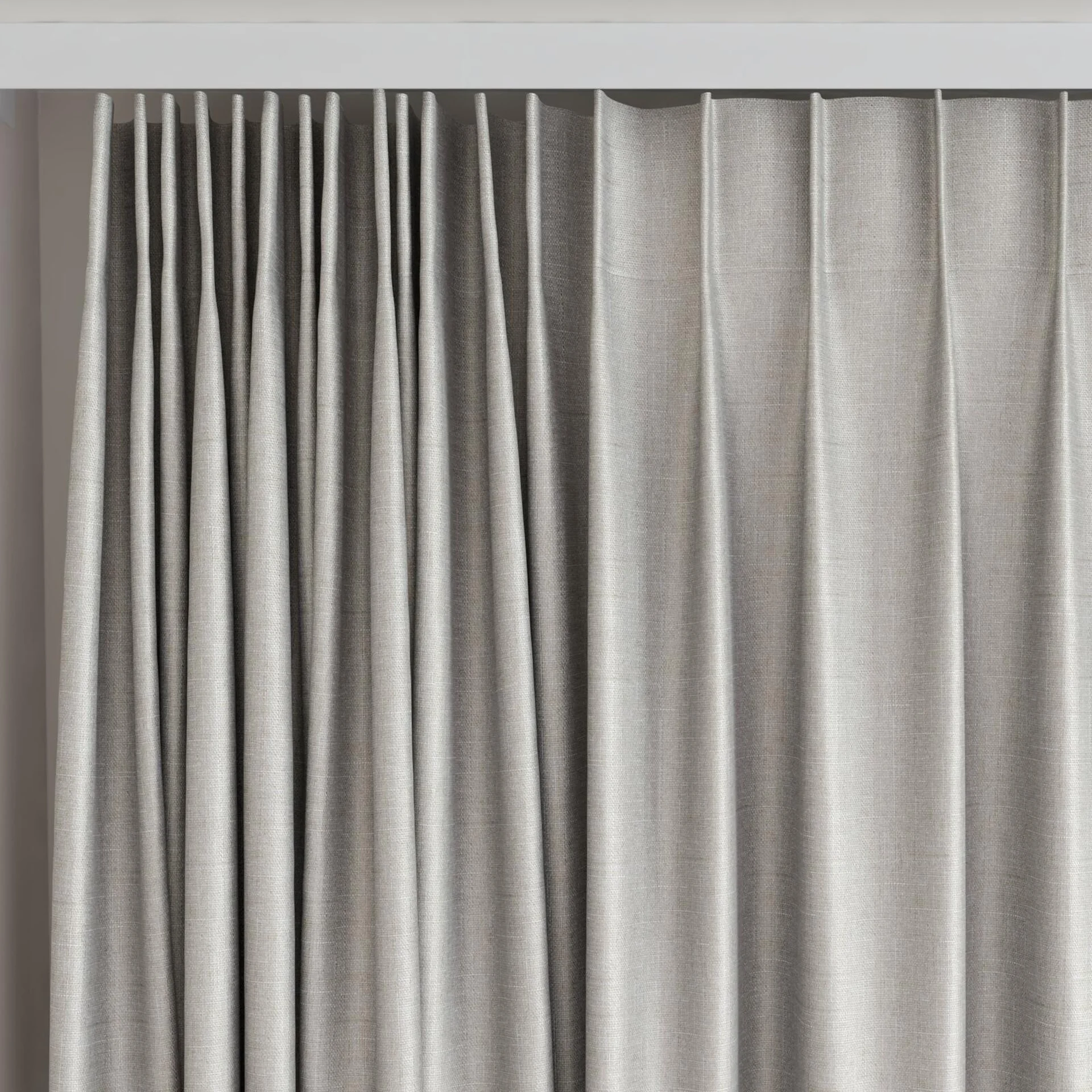 Top view of Stallion 2 Blackout Limestone, on curtain rail