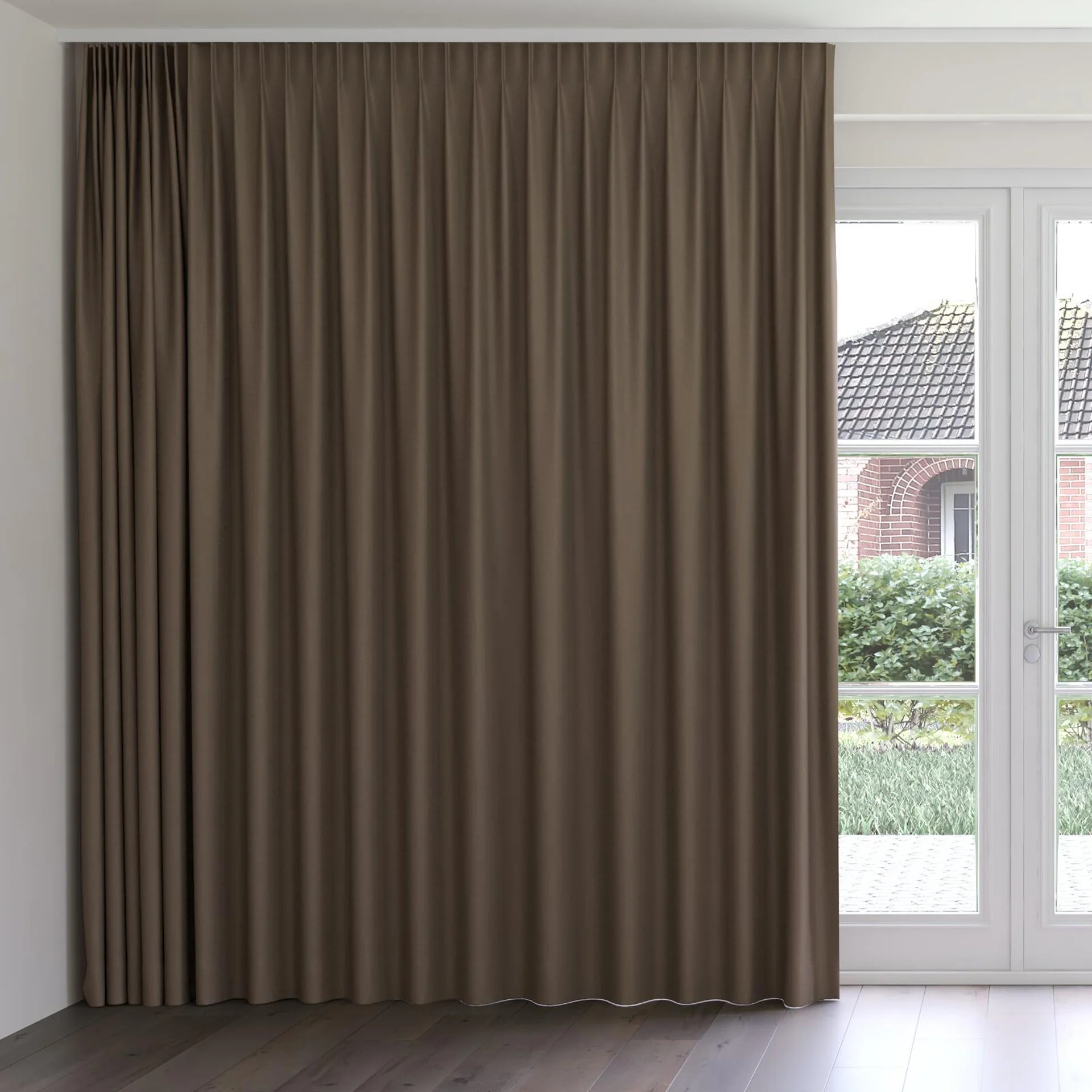 Front view of Duede Pinecone, on curtain rail