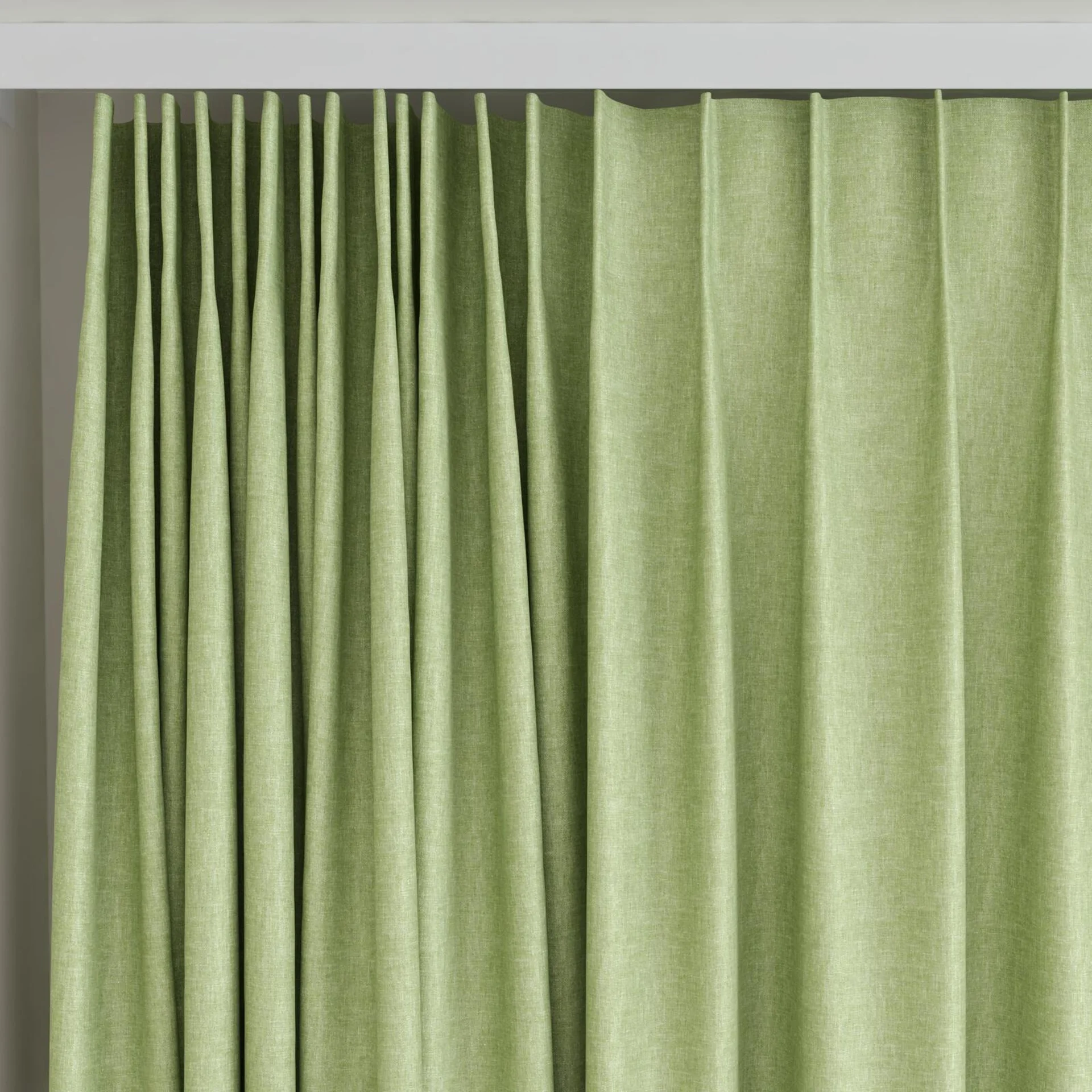 Top view of Hometown Tarragon, on curtain rail