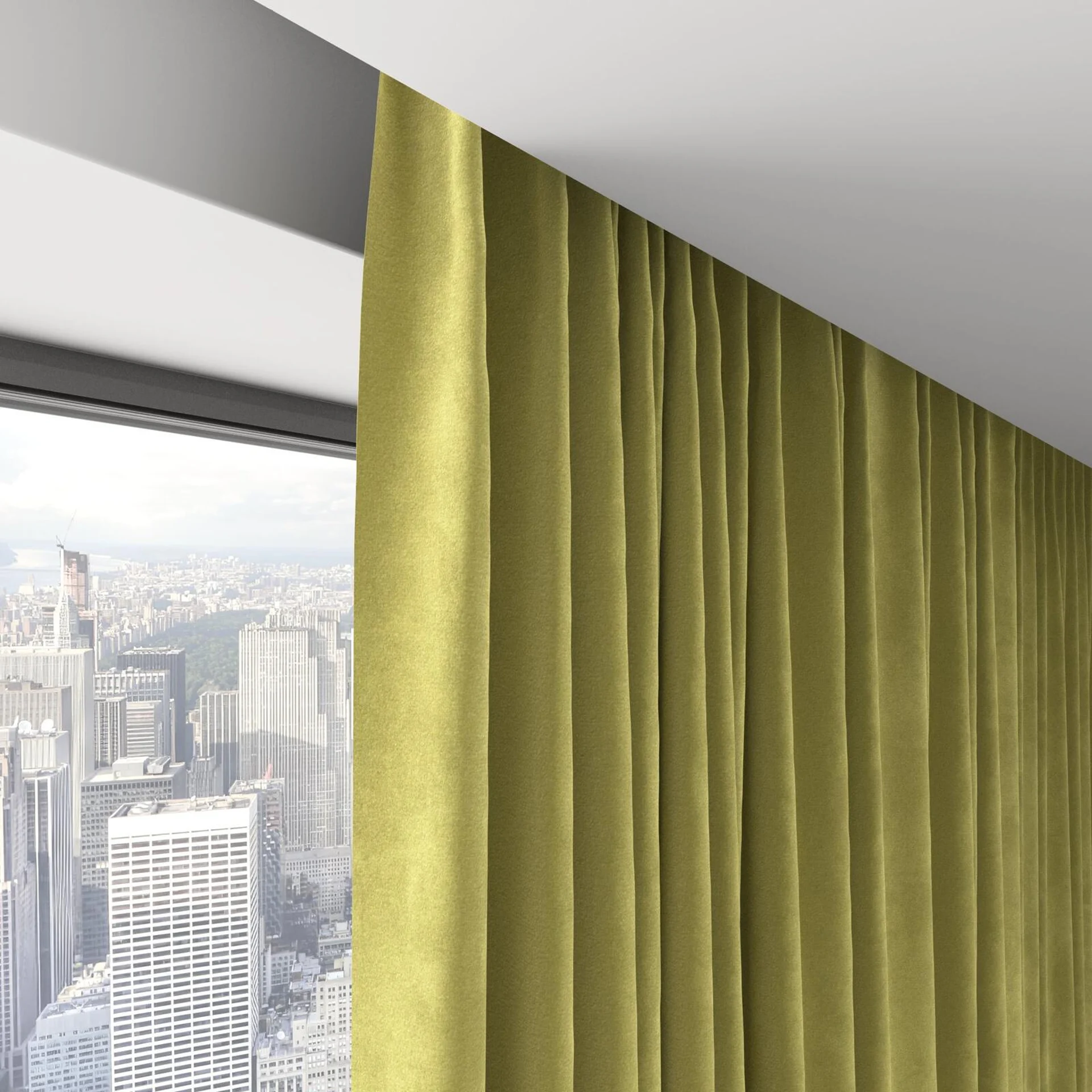 Top view of Lux Velvet Avocado 8117, on hidden rail