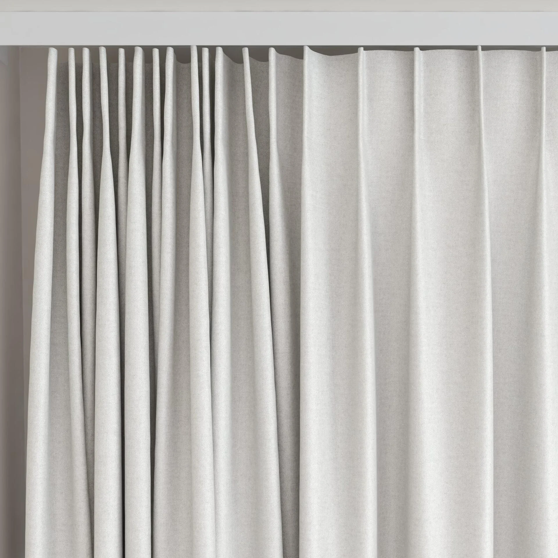 Top view of Heron Mist, on curtain rail