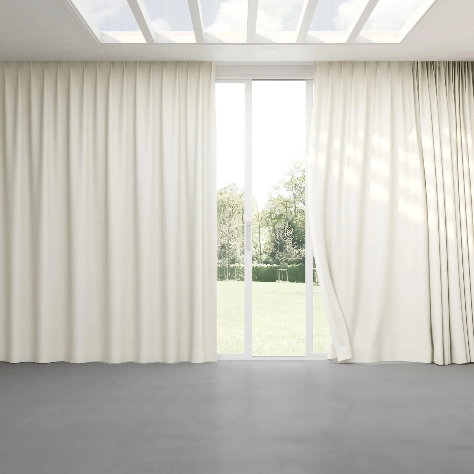 Full view of Cordoba Cream, pinch pleat