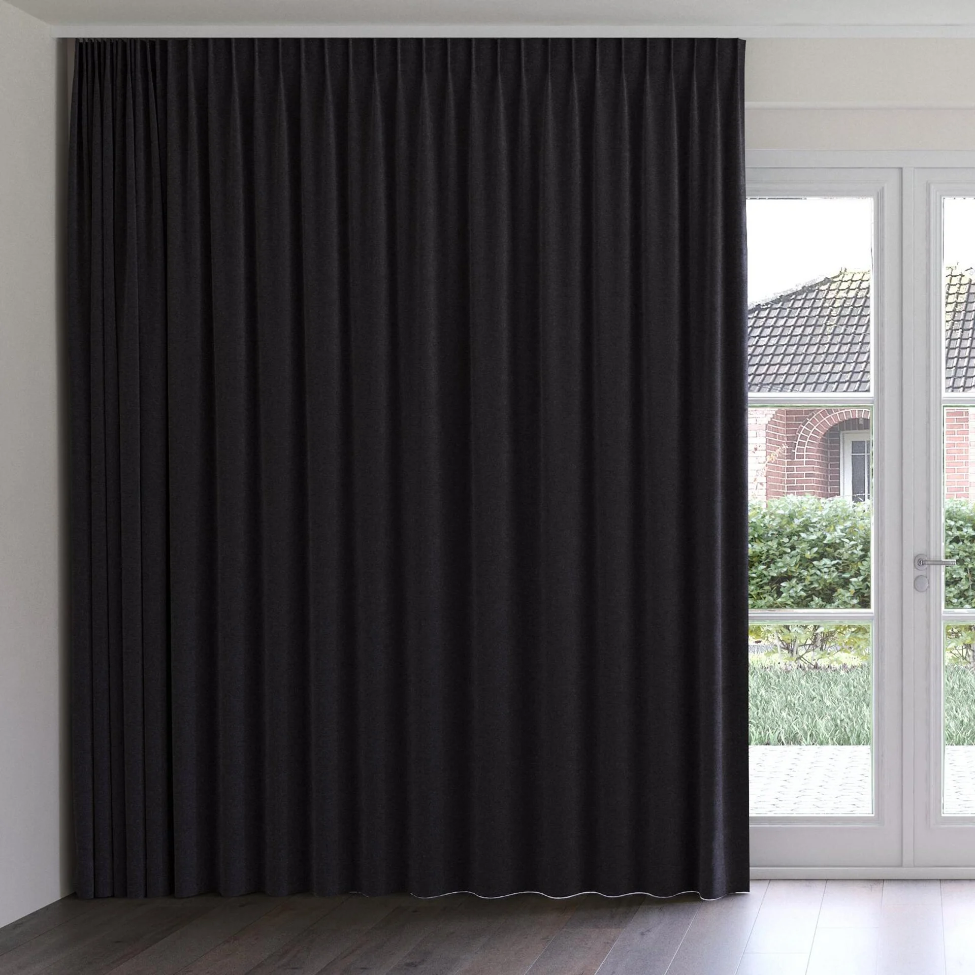 Front view of Geneva Caviar, on curtain rail