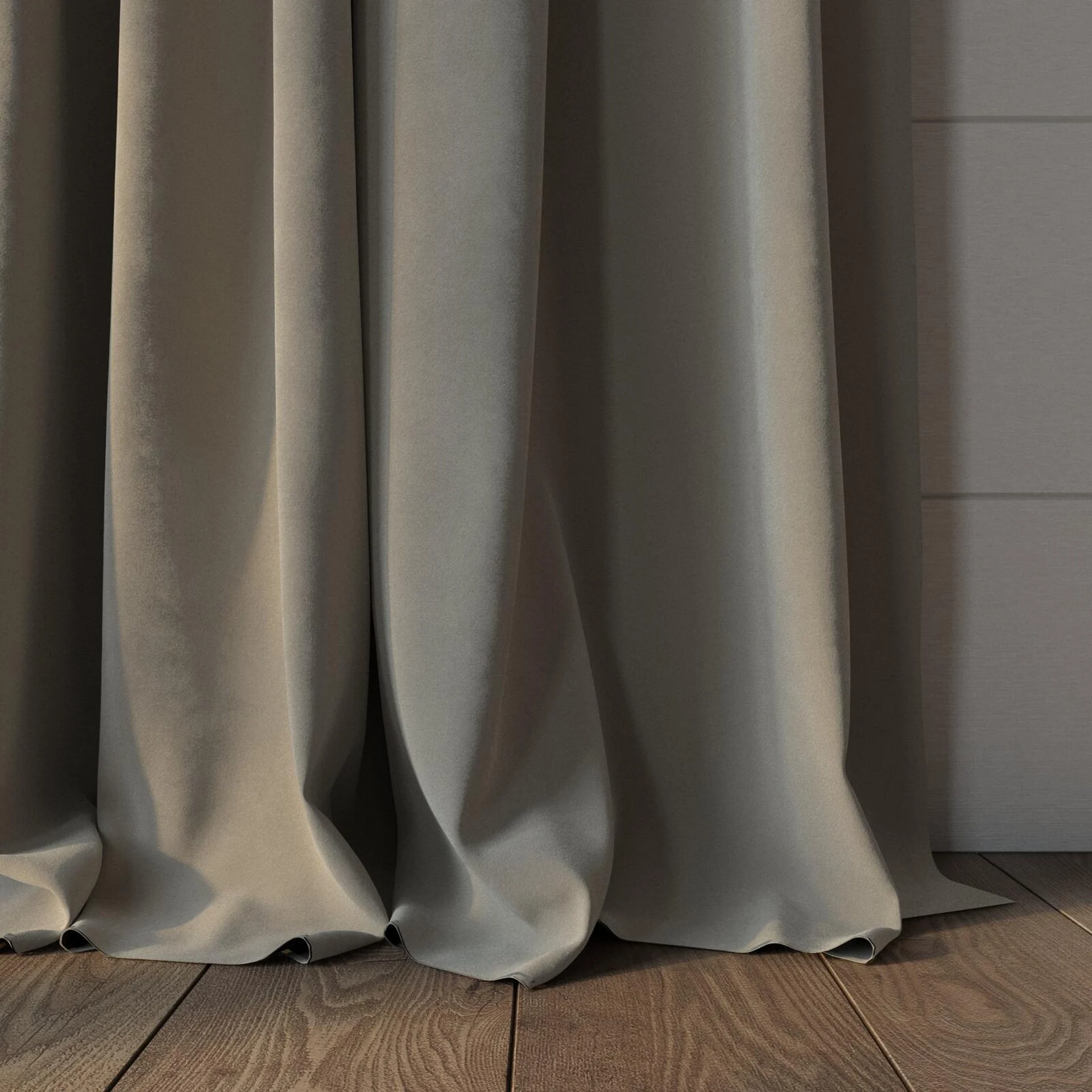 Bottom view of Verbier Marble, puddled, on curtain rod