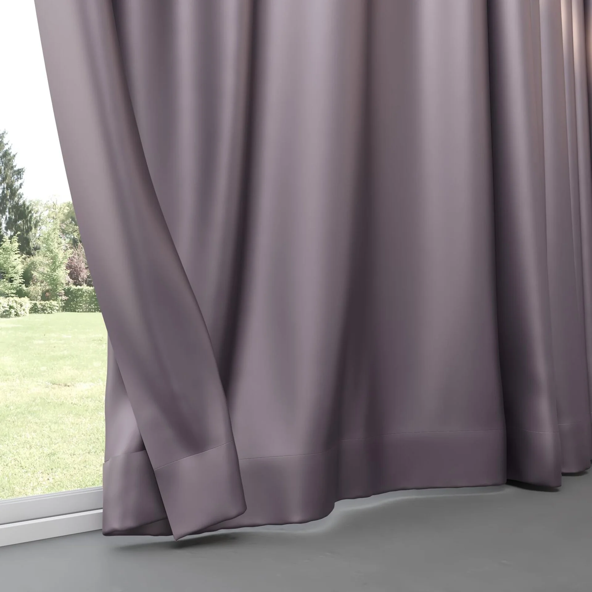Bottom view of Moonbeam Plum, pinch pleat
