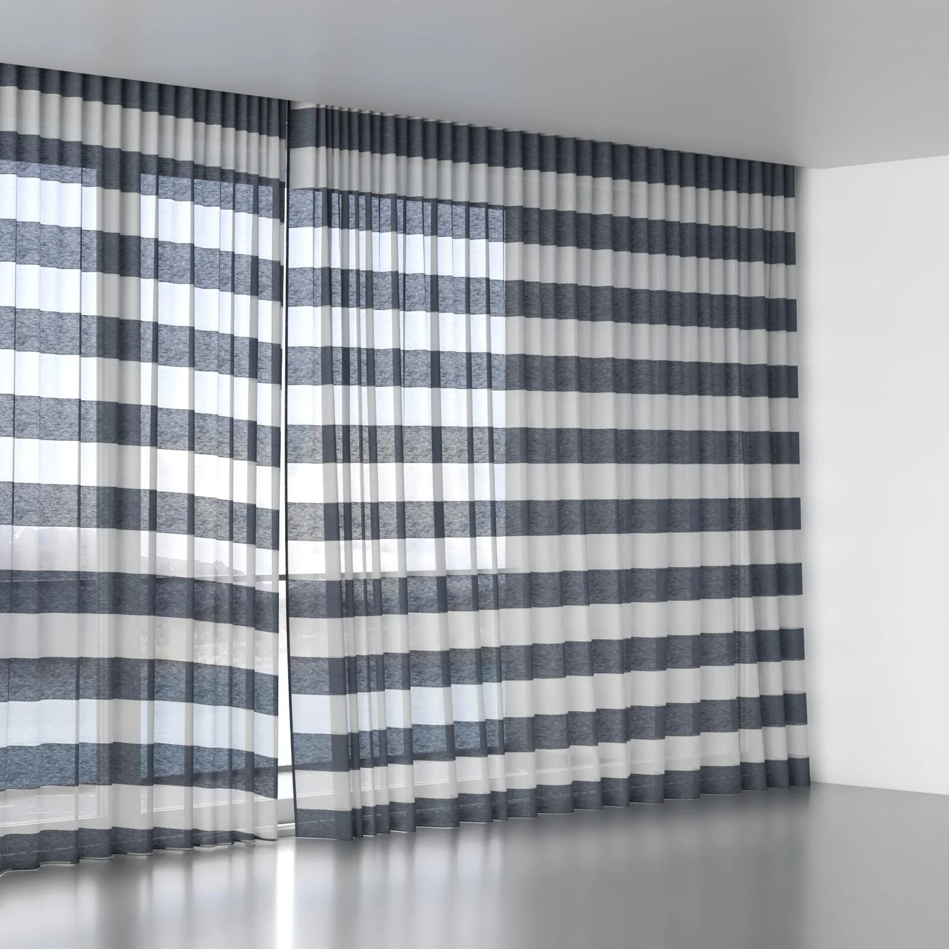 Full view of Long Beach Navy, wave pleat