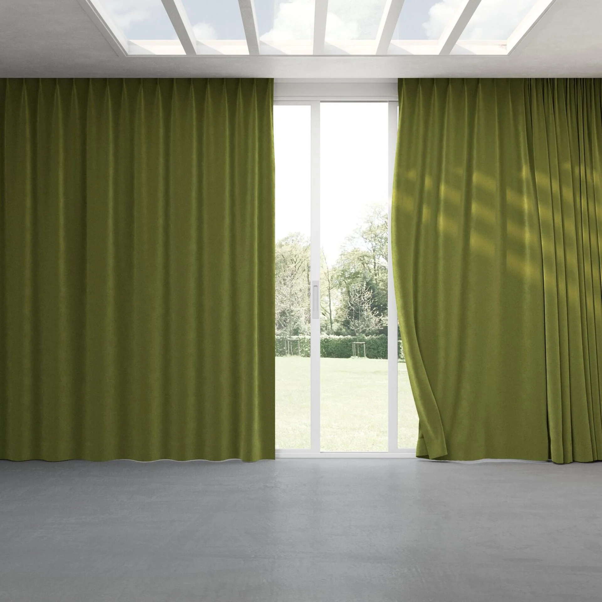 Full view of Vienna Orchard, pinch pleat