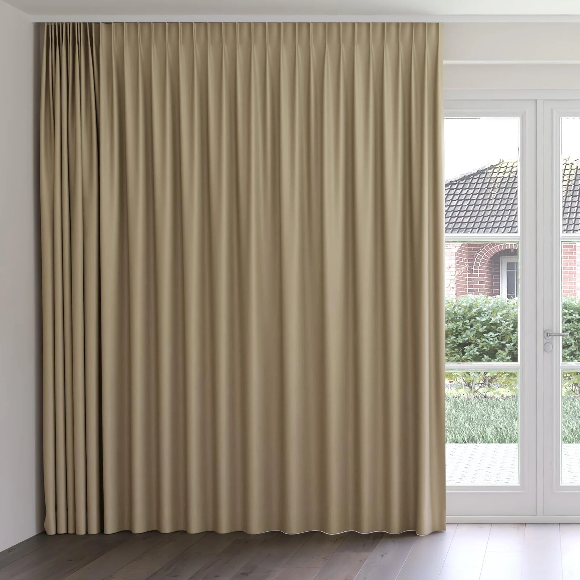 Front view of Woolskin Funghi, on curtain rail