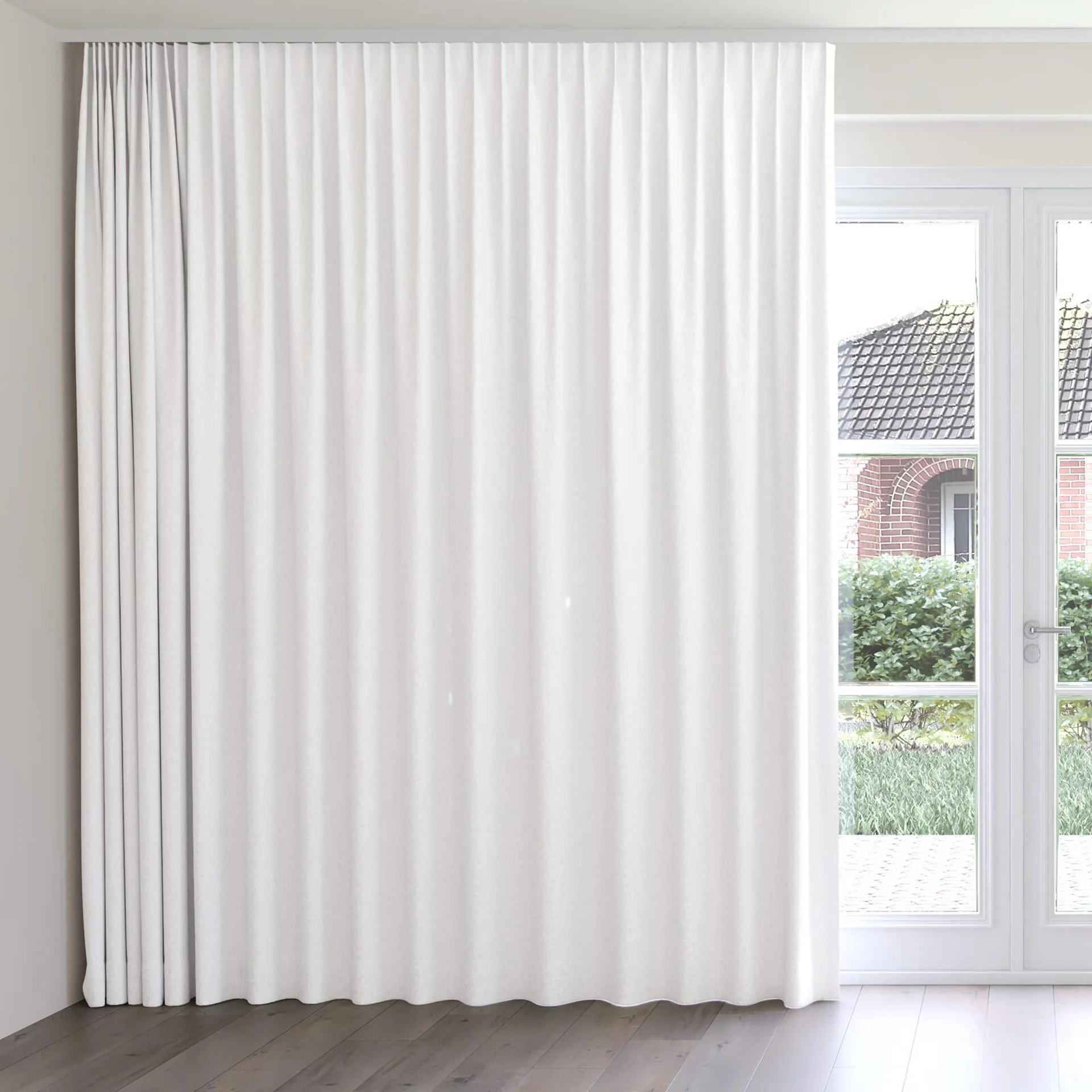 Front view of Azulejo Ricepaper, on curtain rail