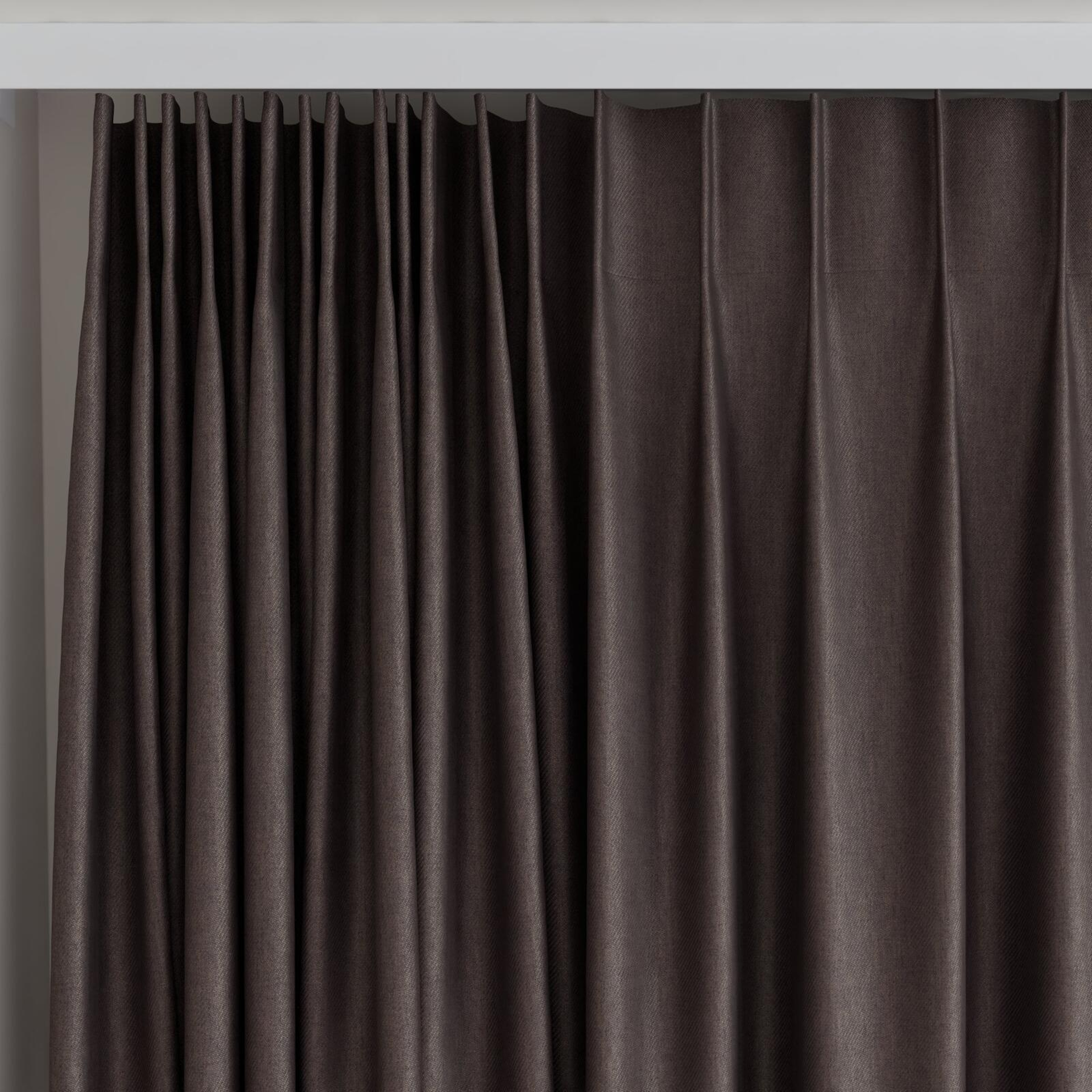 Top view of Fiji Chocolate, on curtain rail
