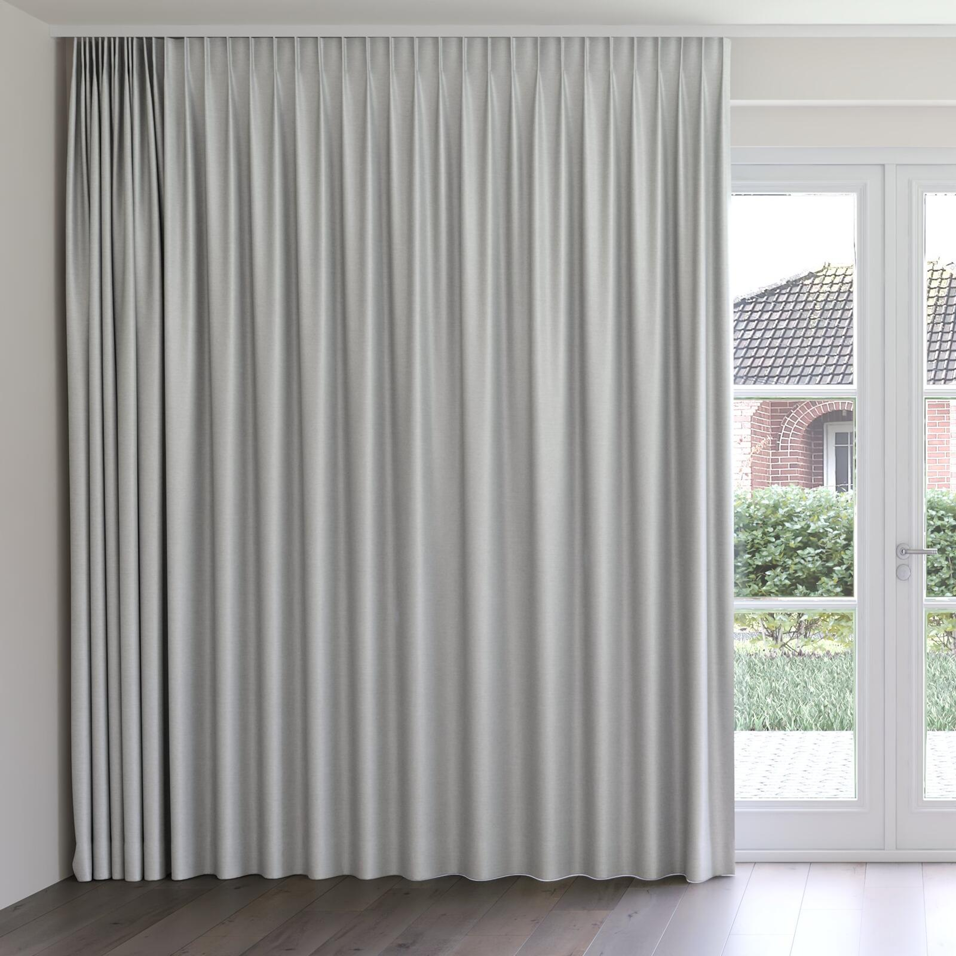 Front view of Provence Silver, on curtain rail