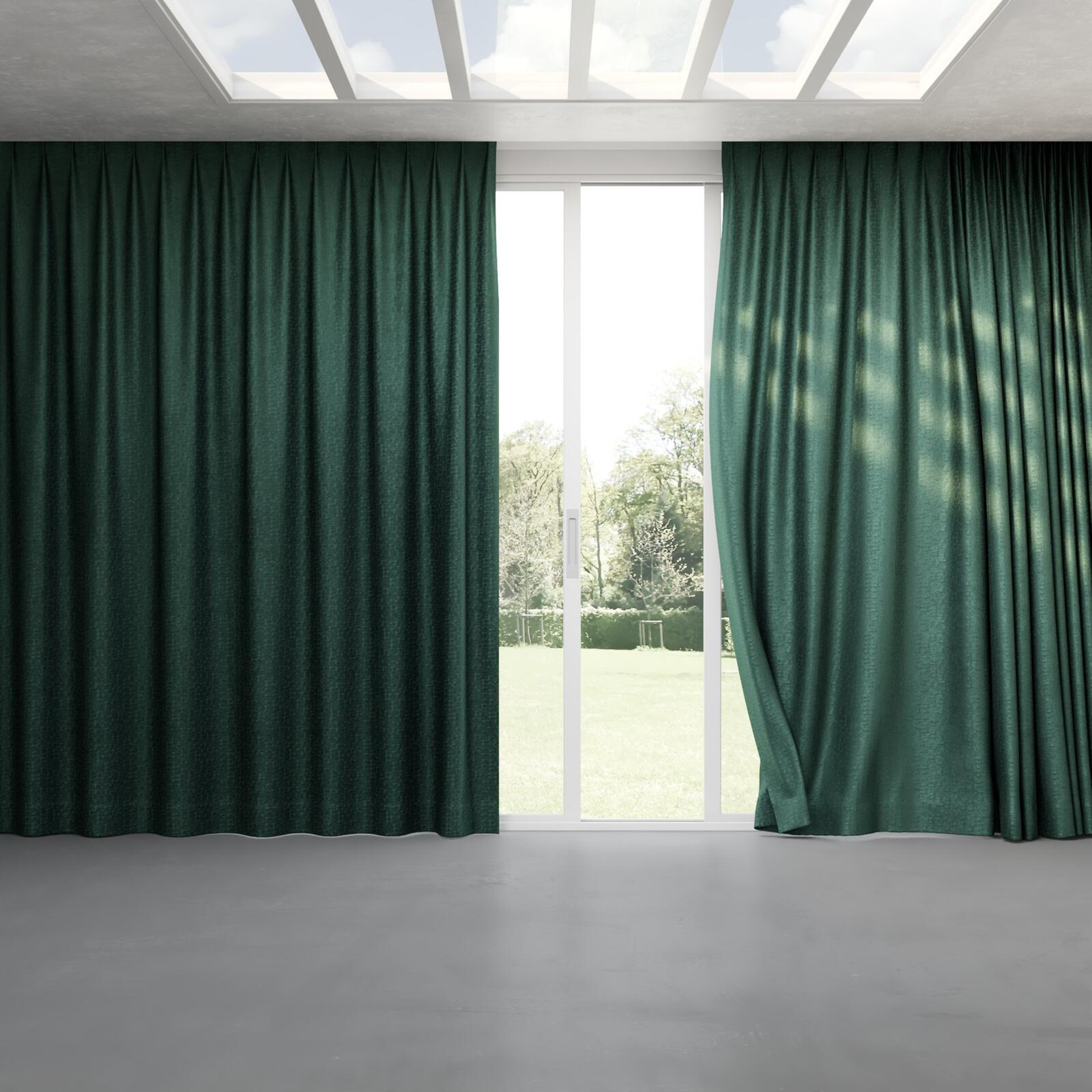 Full view of Hug Peacock, pinch pleat
