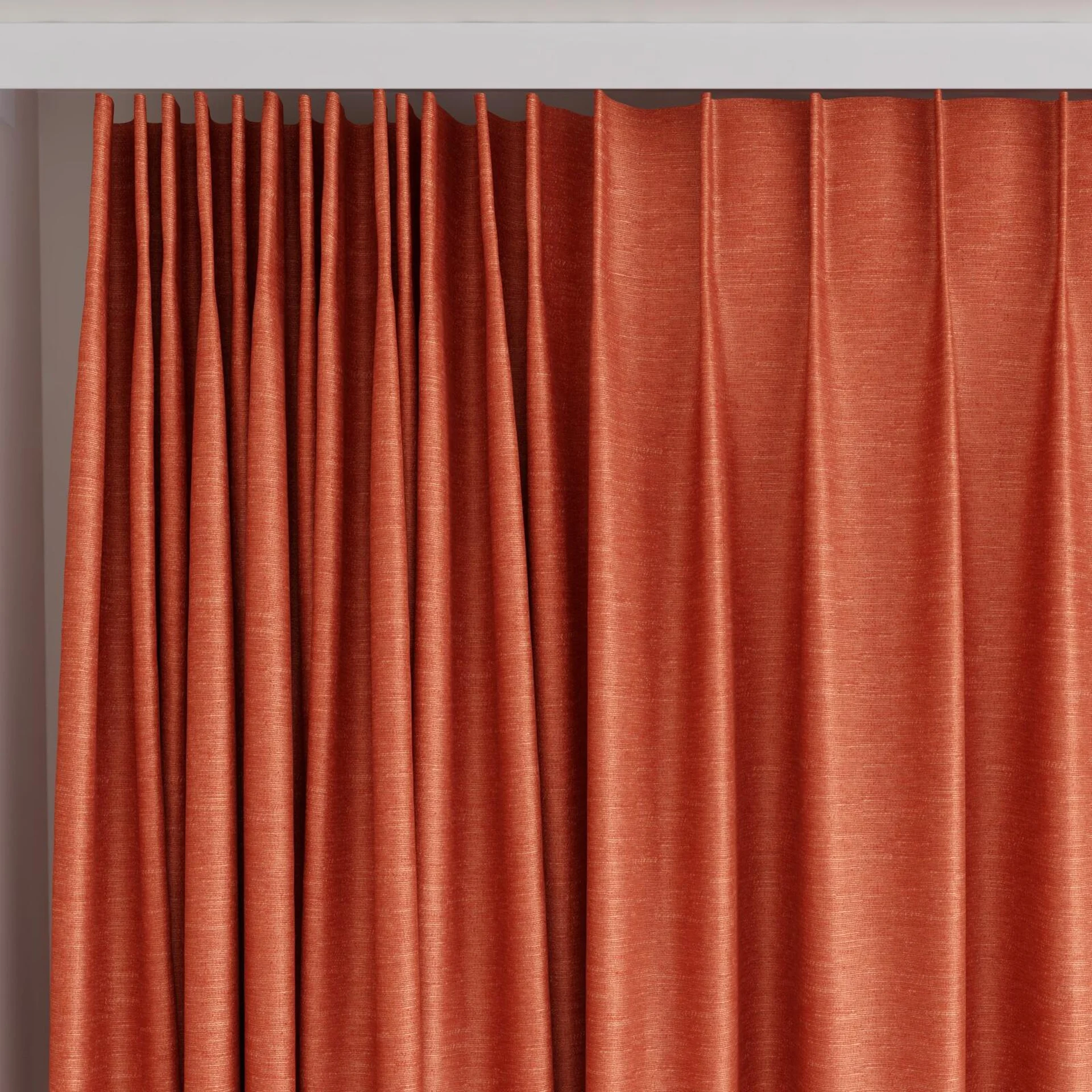 Top view of Provence Pumpkin, on curtain rail