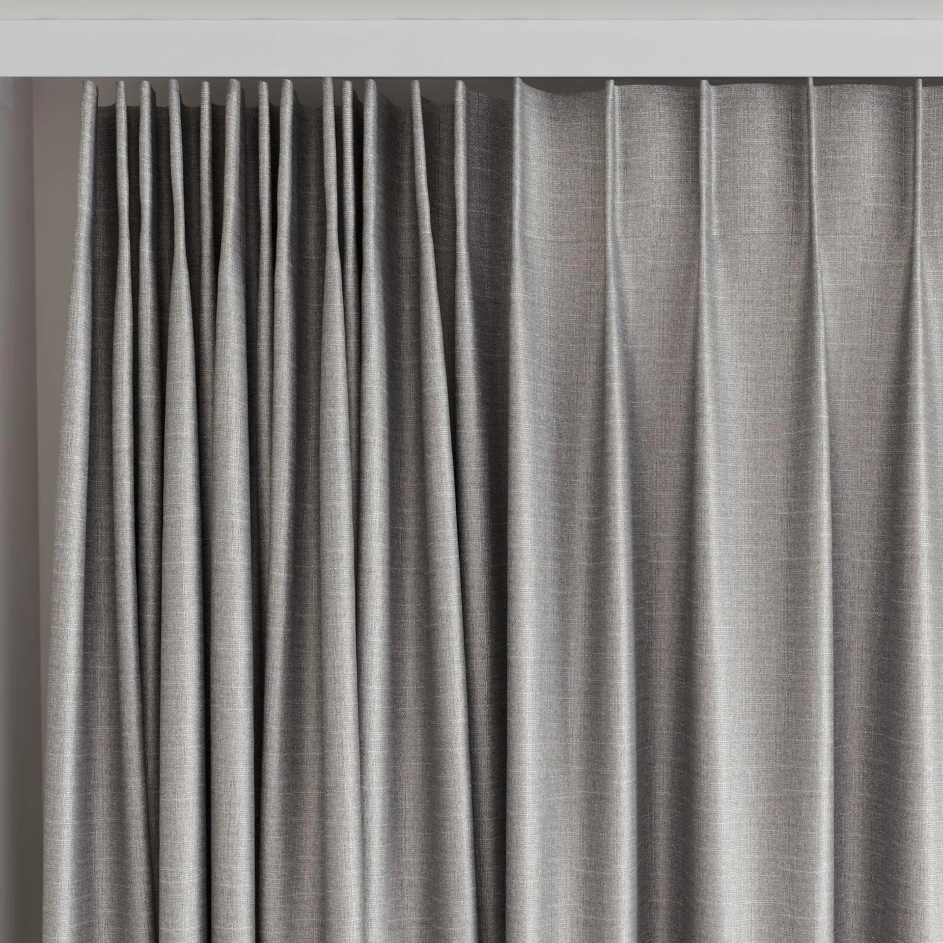 Top view of Stallion 2 Blackout Driftwood, on curtain rail
