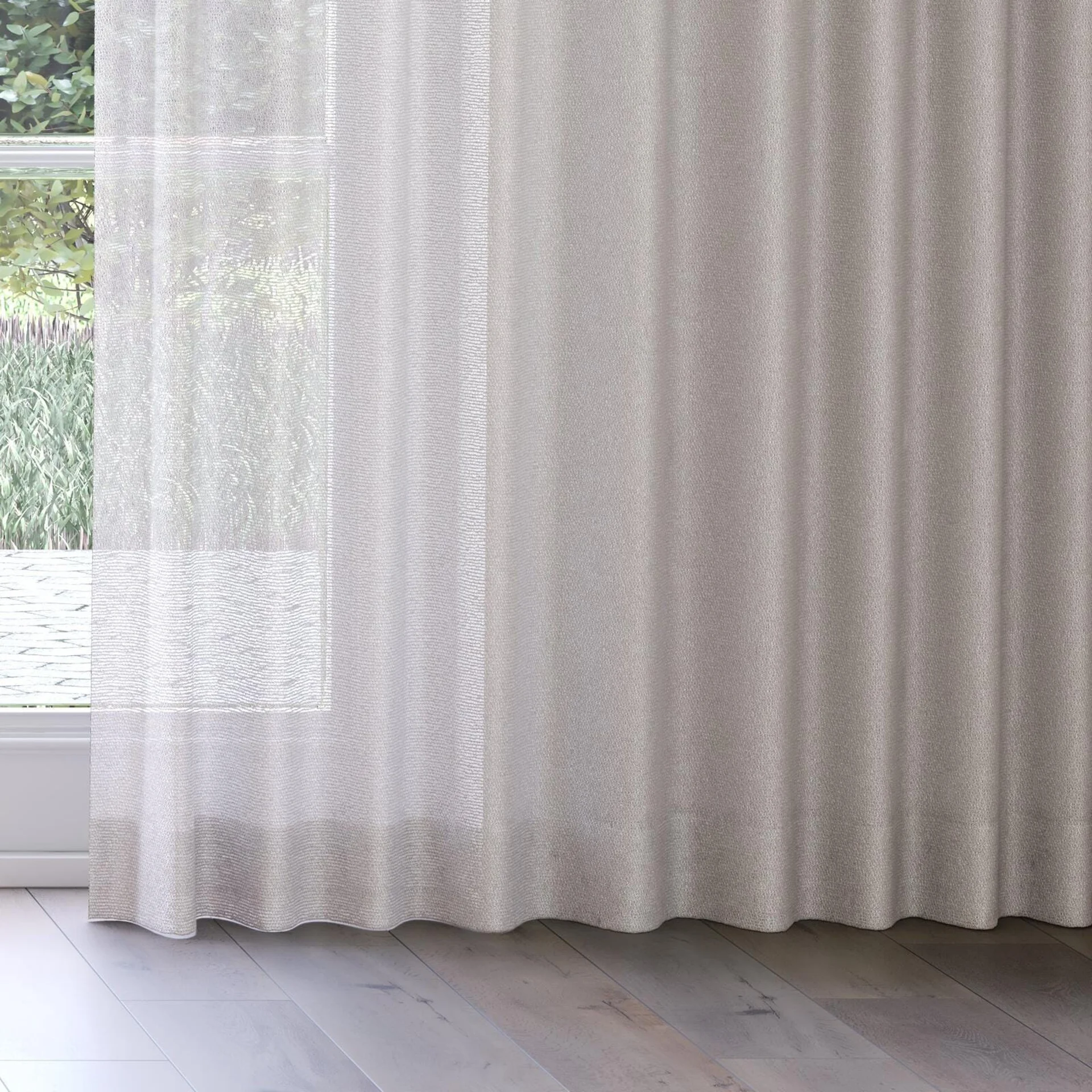 Bottom view of Tactility Stone, on curtain rail