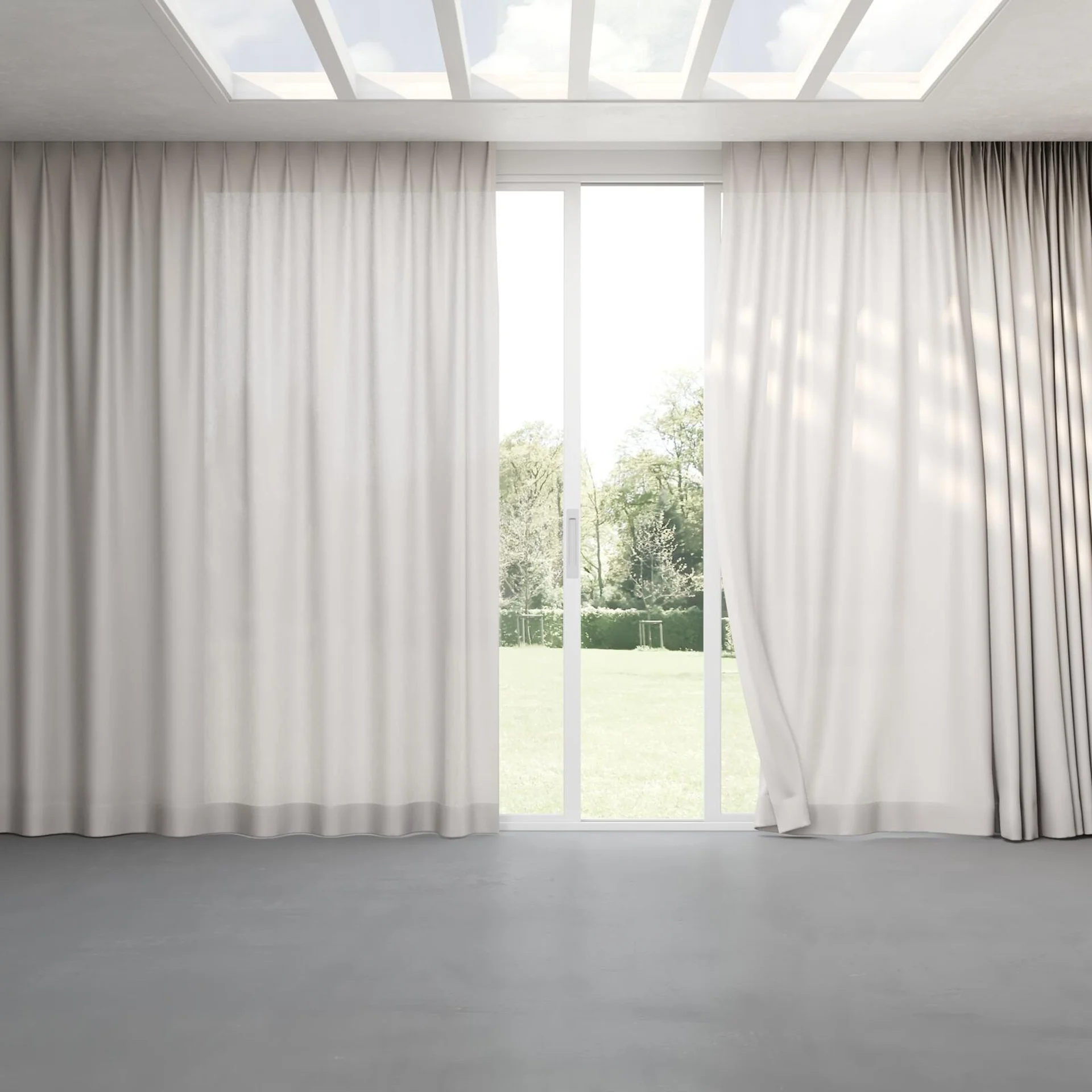 Full view of Linen Awash, pinch pleat