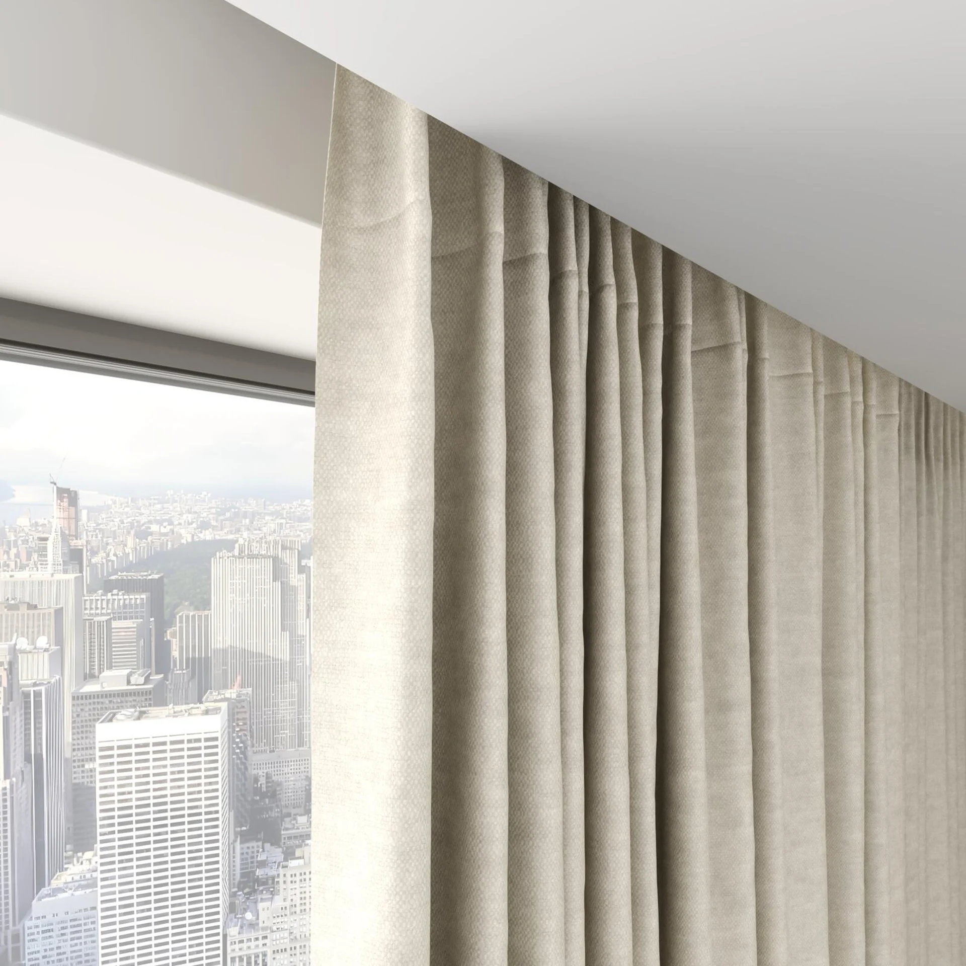 Top view of Colourwash Linen, on hidden rail