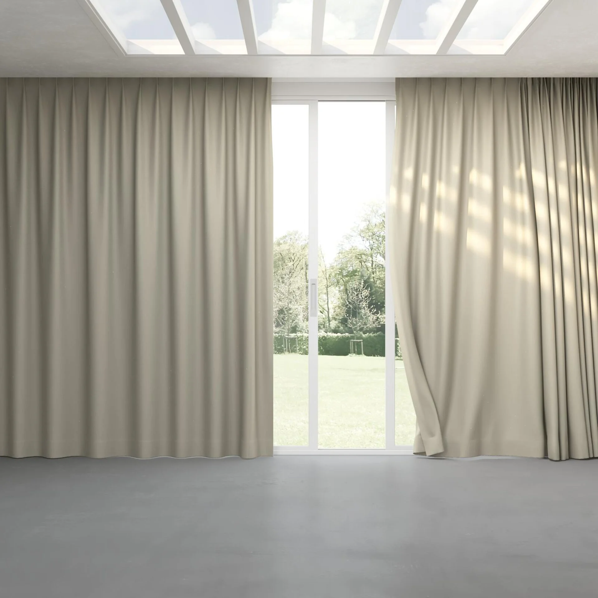 Full view of Excel Plaza, pinch pleat