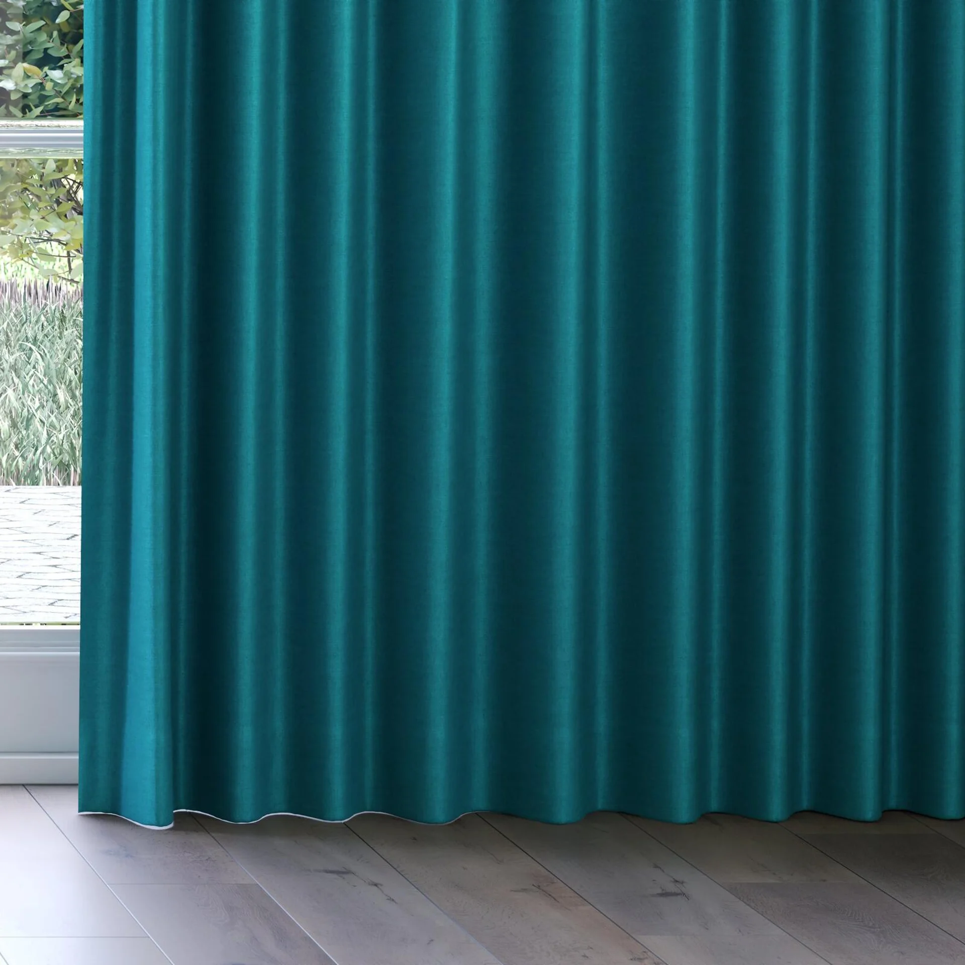 Bottom view of Drama Peacock, on curtain rail